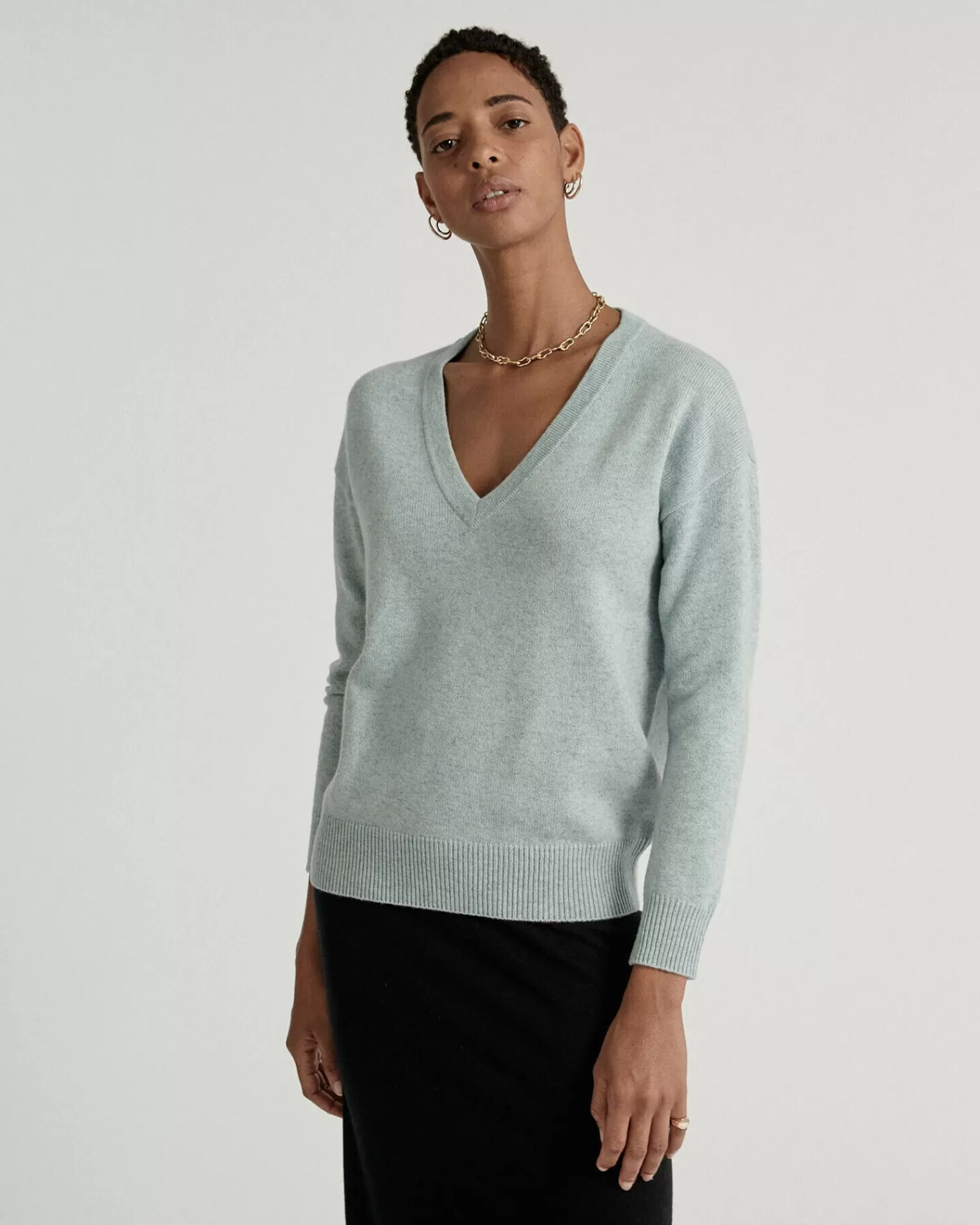 Kujten Sweaters & Sweatshirts>V-Neck Long Sleeves Cashmere Sweater Vert Suzy