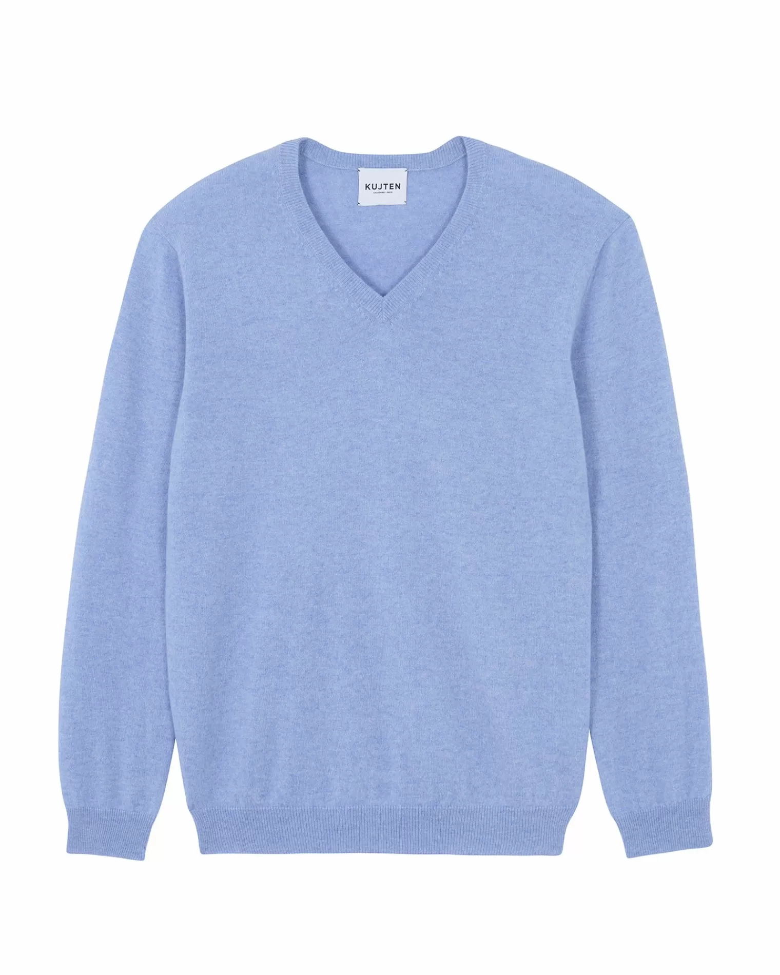 Kujten Sweaters & Sweatshirts>V-Neck Long Sleeves Cashmere Sweater, 2-Threads Bleu Jeans