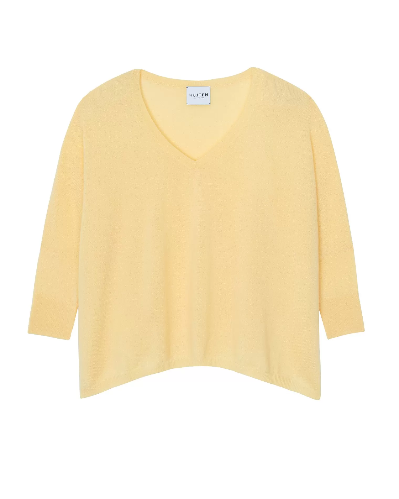 Kujten Sweaters & Sweatshirts>V-Neck Oversize Cashmere Sweater Jaune Eggshell