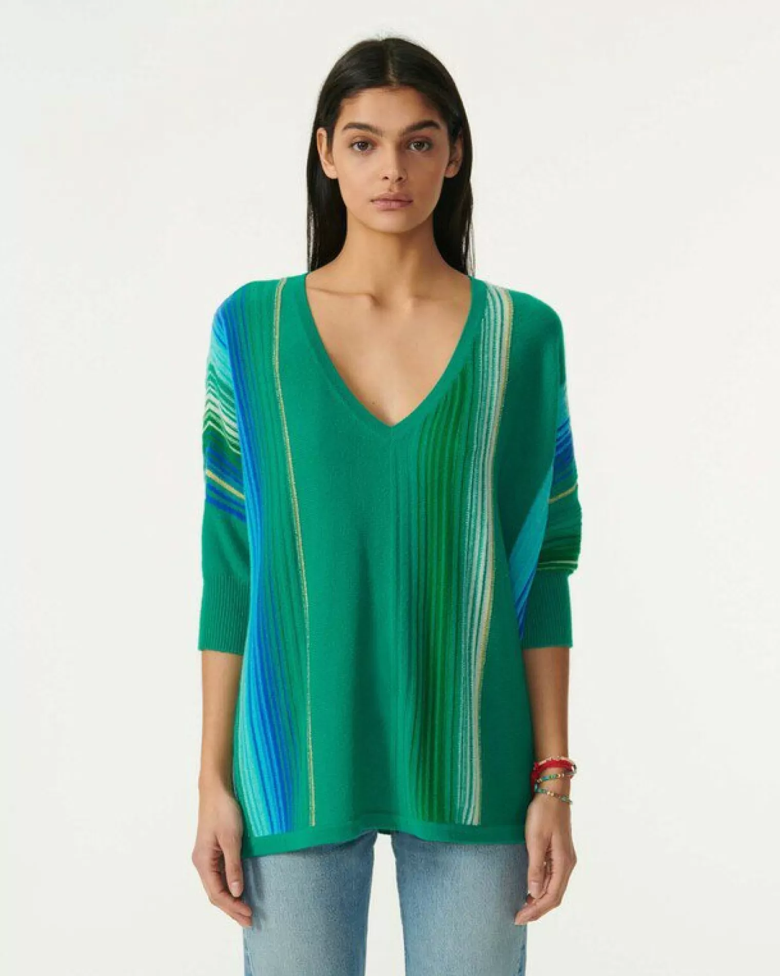 Kujten Sweaters & Sweatshirts>V-Neck Oversize Cashmere Sweater Vert Jade