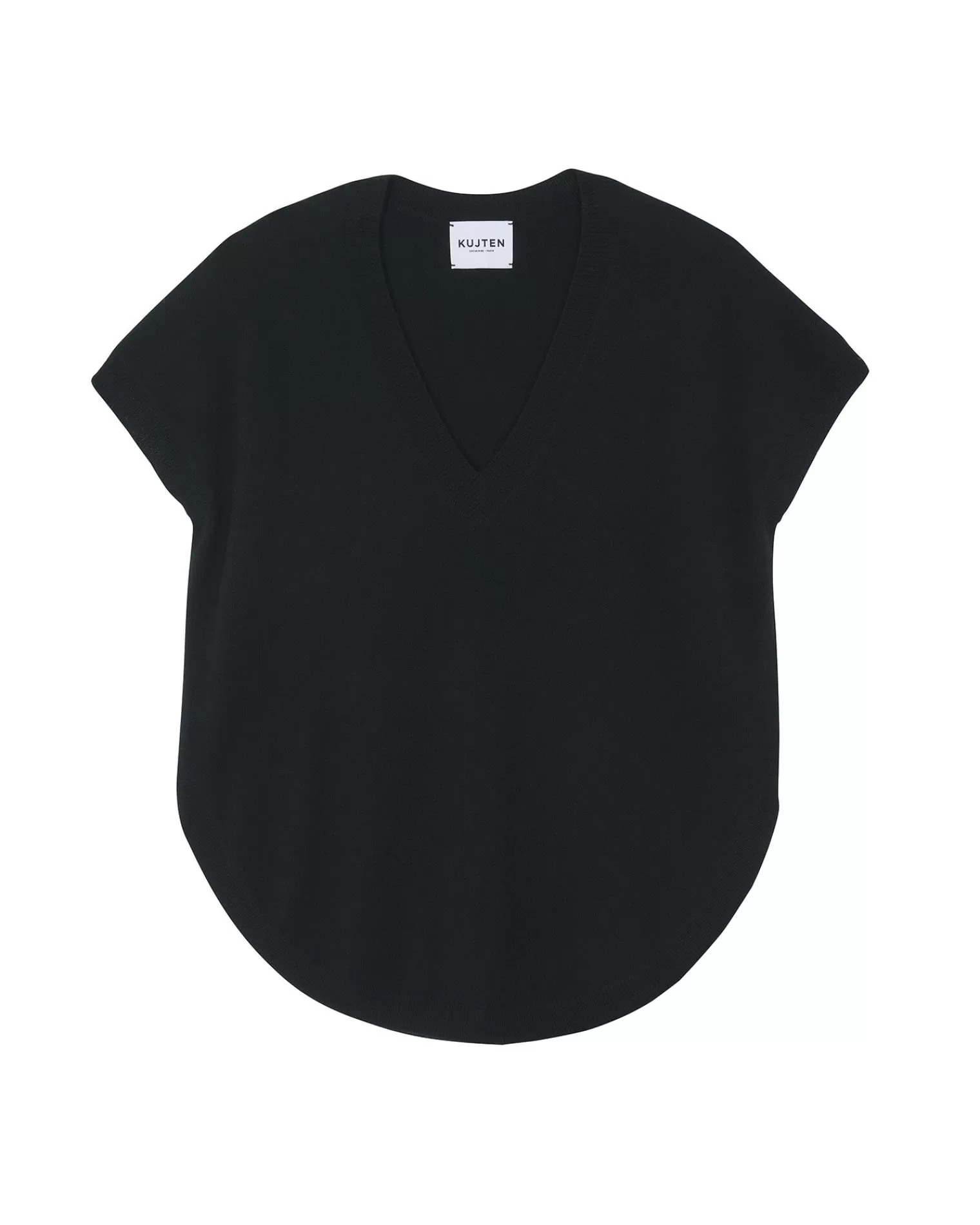 Kujten Sweaters & Sweatshirts>V-Neck Sleeveless Cashmere Sweater Noir