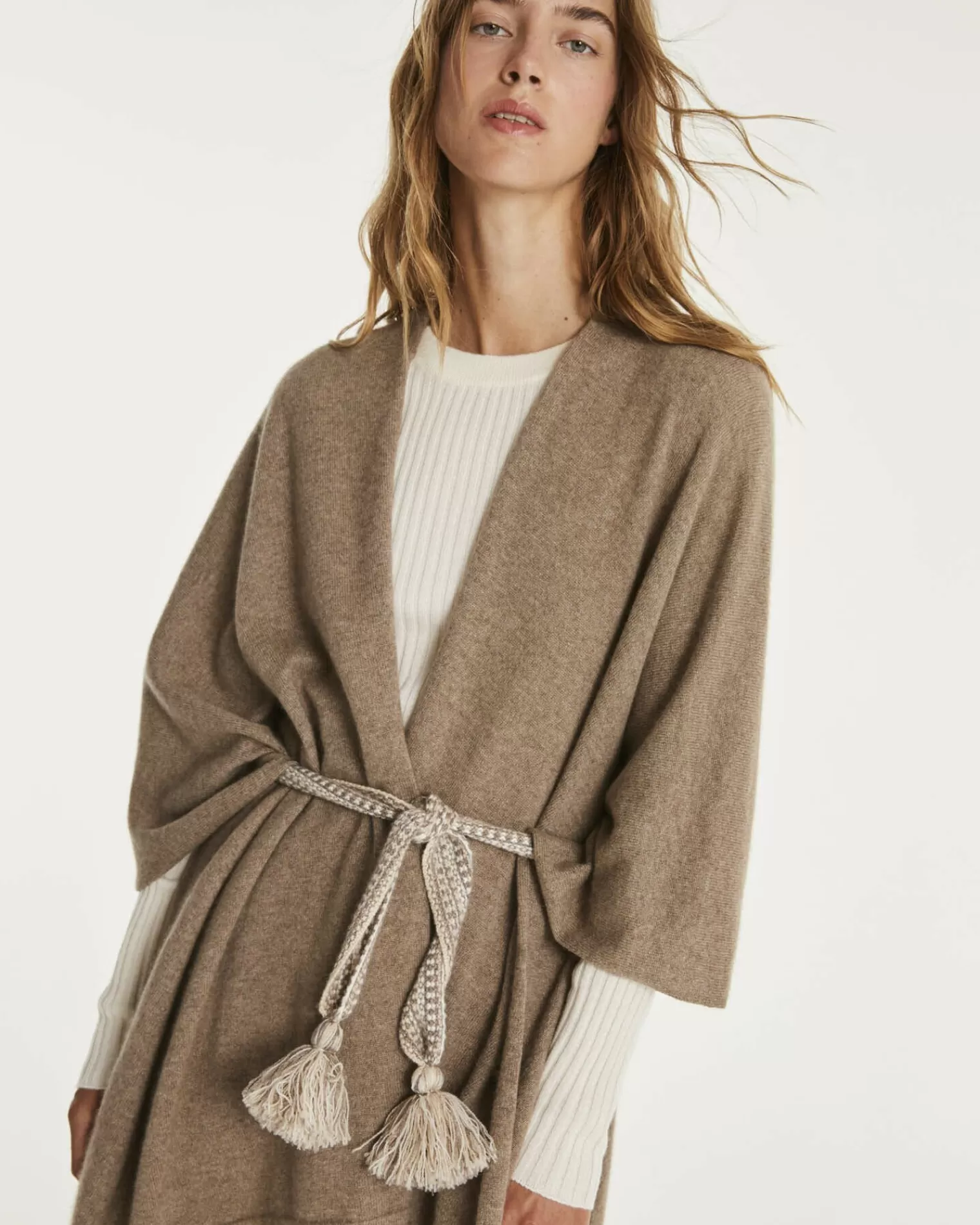 Kujten Capes & Ponchos>Woman Cashmere Cape Beige Taupe