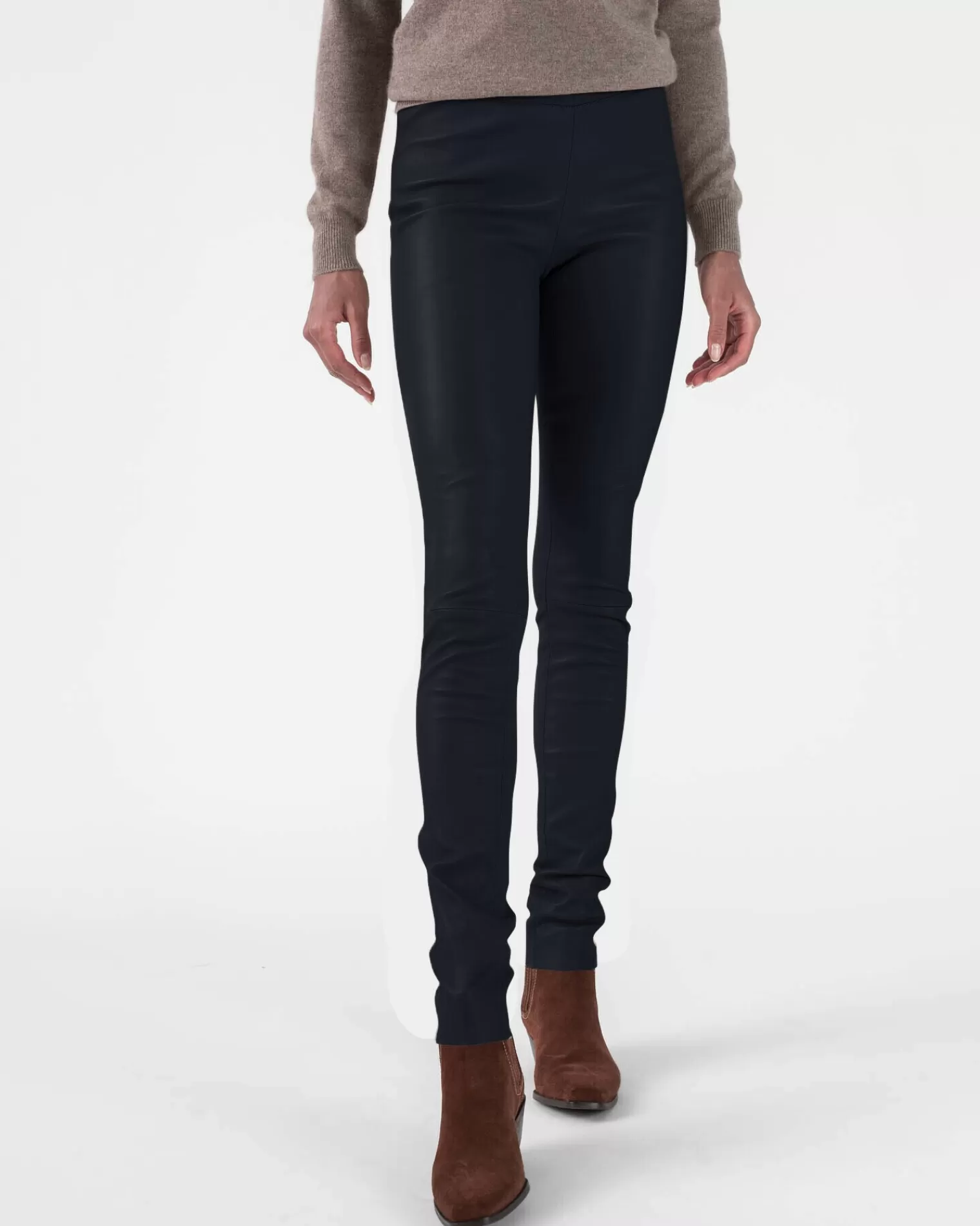 Kujten Joggings & Leggings>Woman Leather Leggings Bleu Marine Fonce