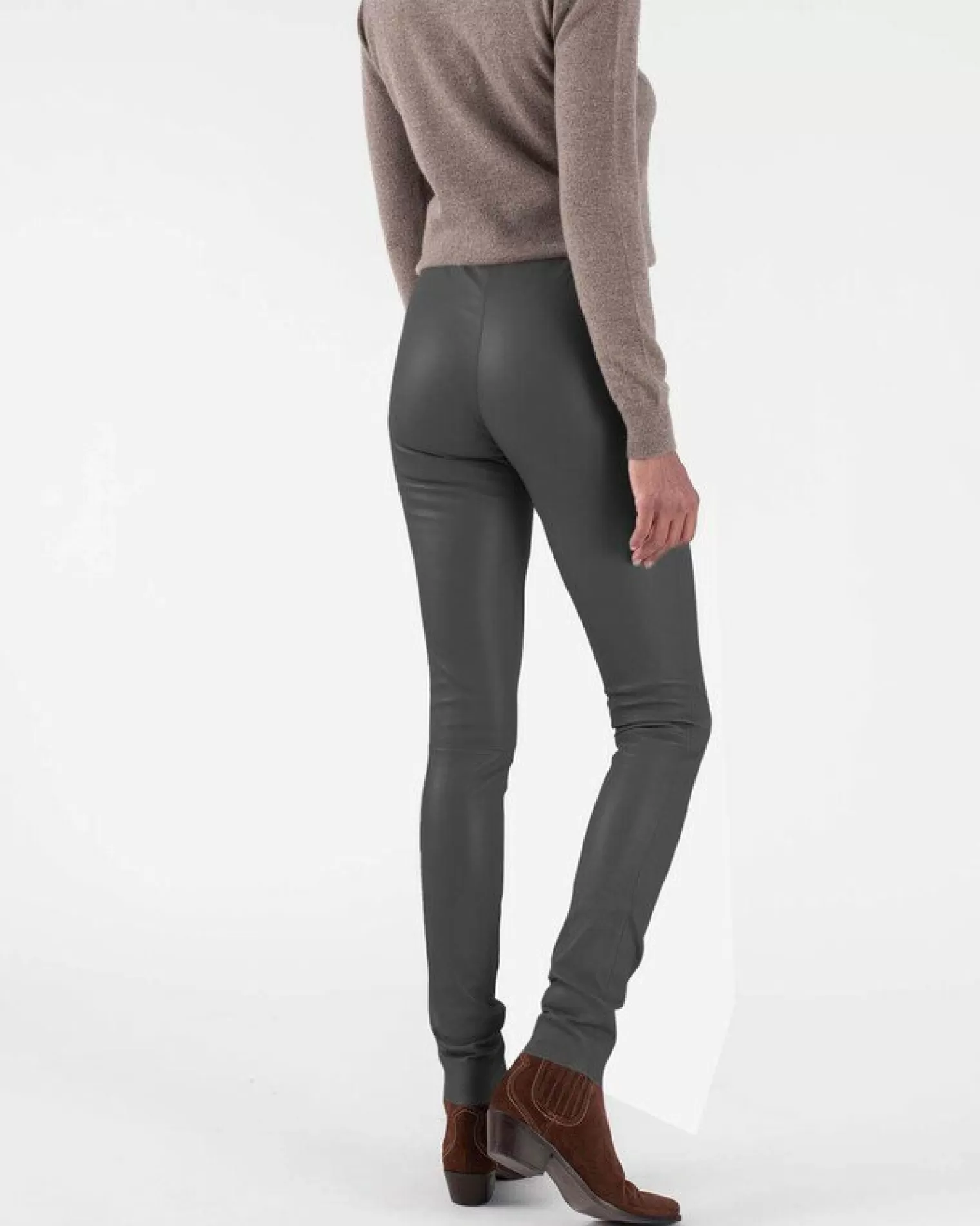 Kujten Joggings & Leggings>Woman Leather Leggings Gris Elephant