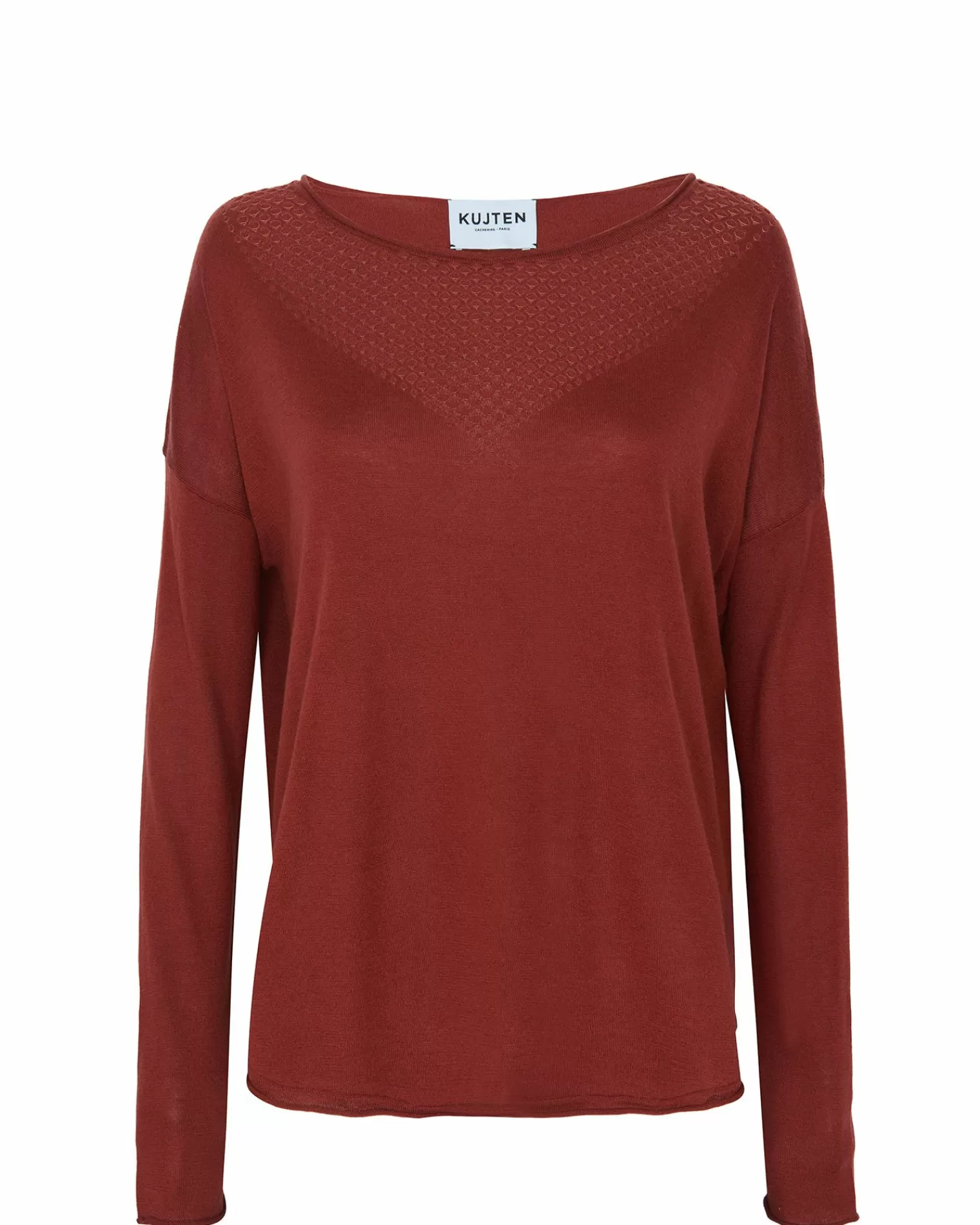 Kujten Sweaters & Sweatshirts>Woman Round Neck Silk & Cashmere Sweater Bordeaux Sienne