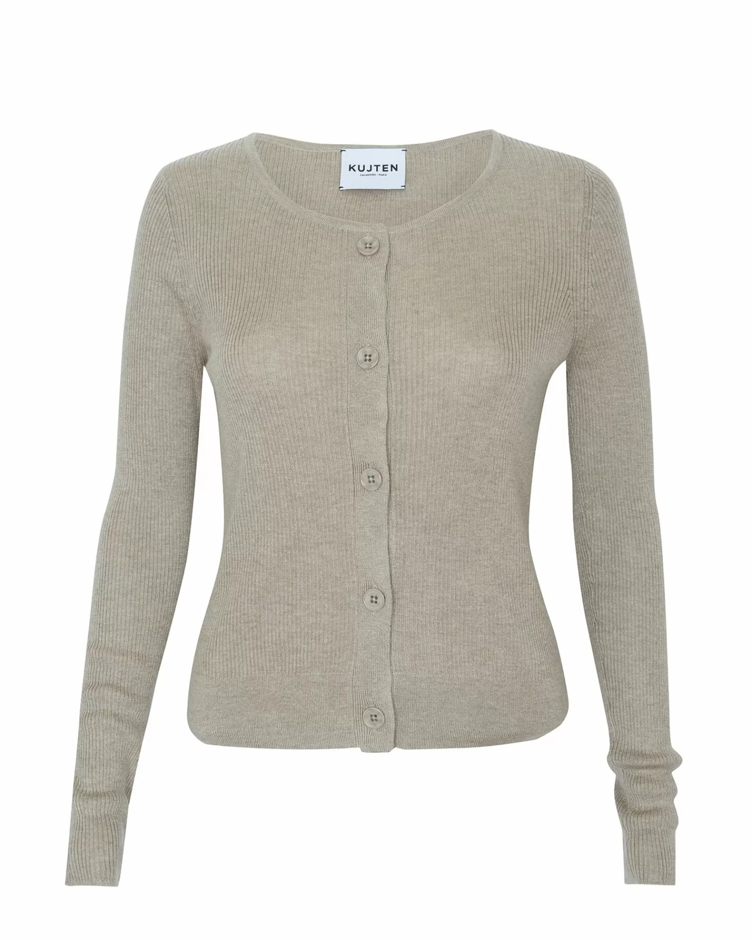 Kujten Jackets & Vests>Woman Short Silk & Cashmere Cardigan Beige