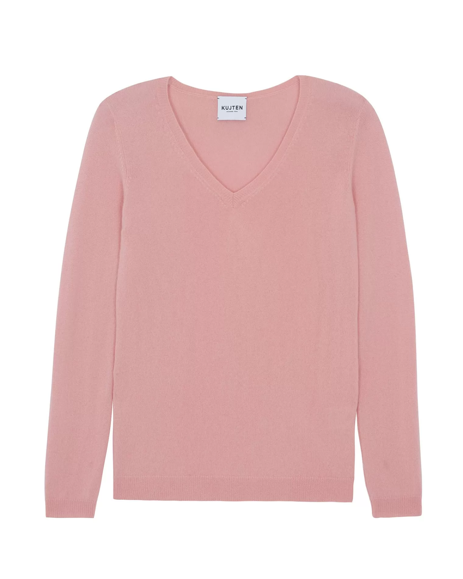 Kujten Sweaters & Sweatshirts>Women Basic Cashmere Sweater, 2-Threads Rose Guimauve