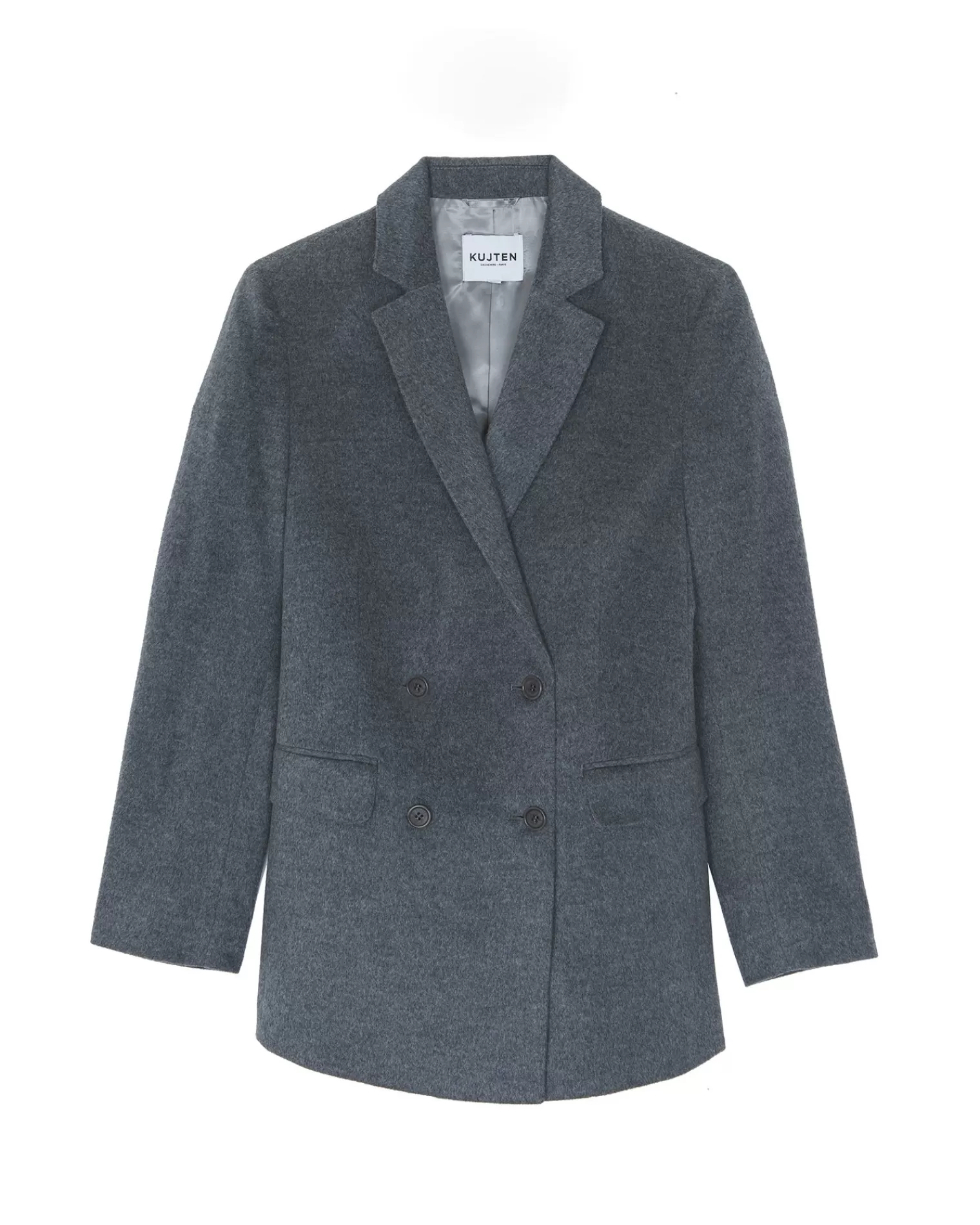 Kujten Coats>Women Blazer Collar Cashmere Jacket Gris Fonce