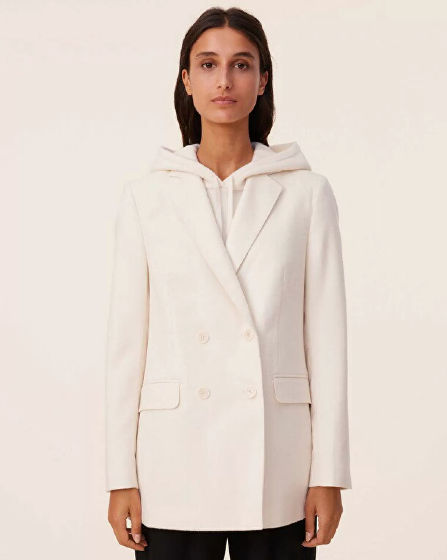 Kujten Coats>Women Blazer Collar Cashmere Jacket Blanc