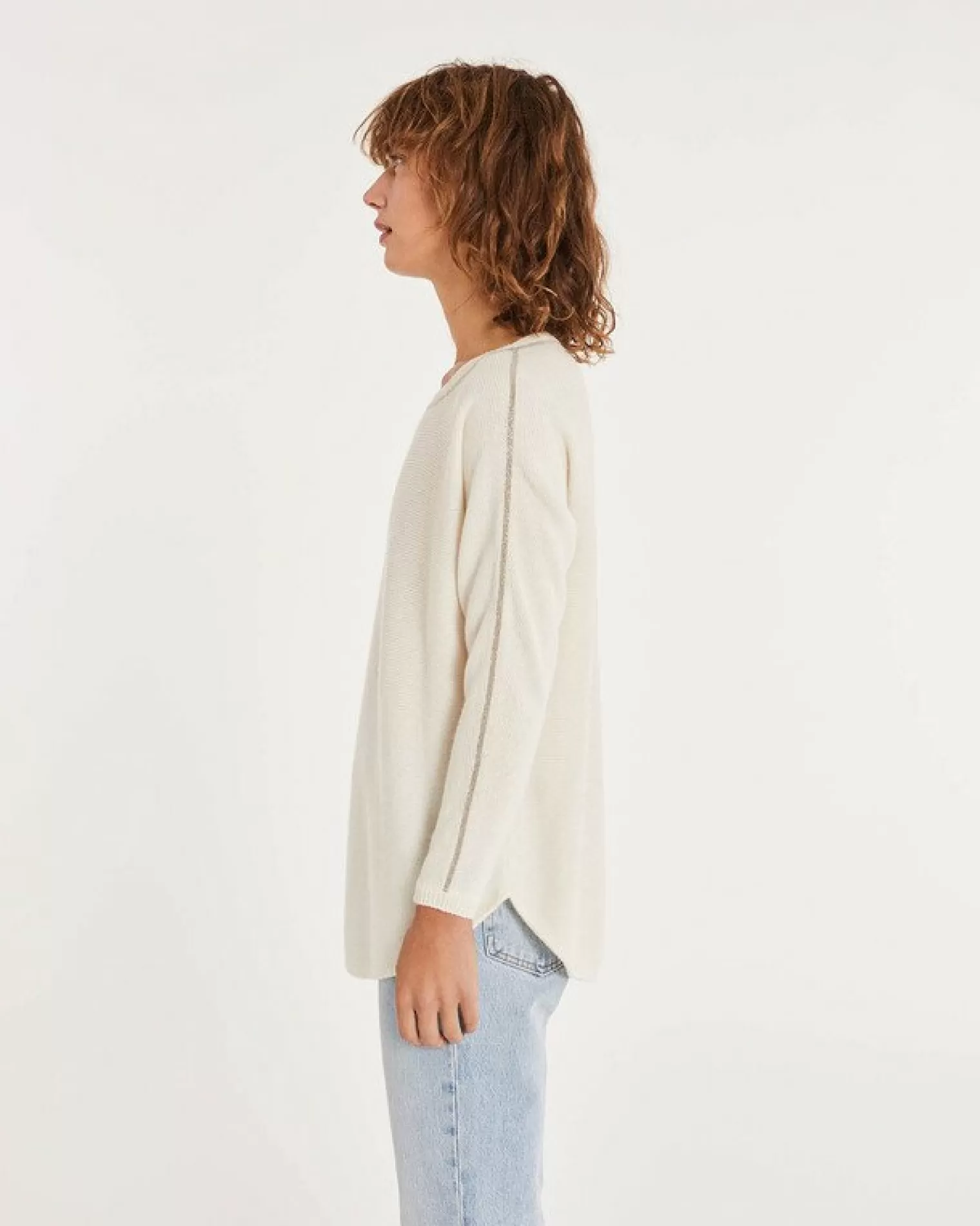 Kujten Sweaters & Sweatshirts>Women Boat Neck Cashmere Sweater Blanc