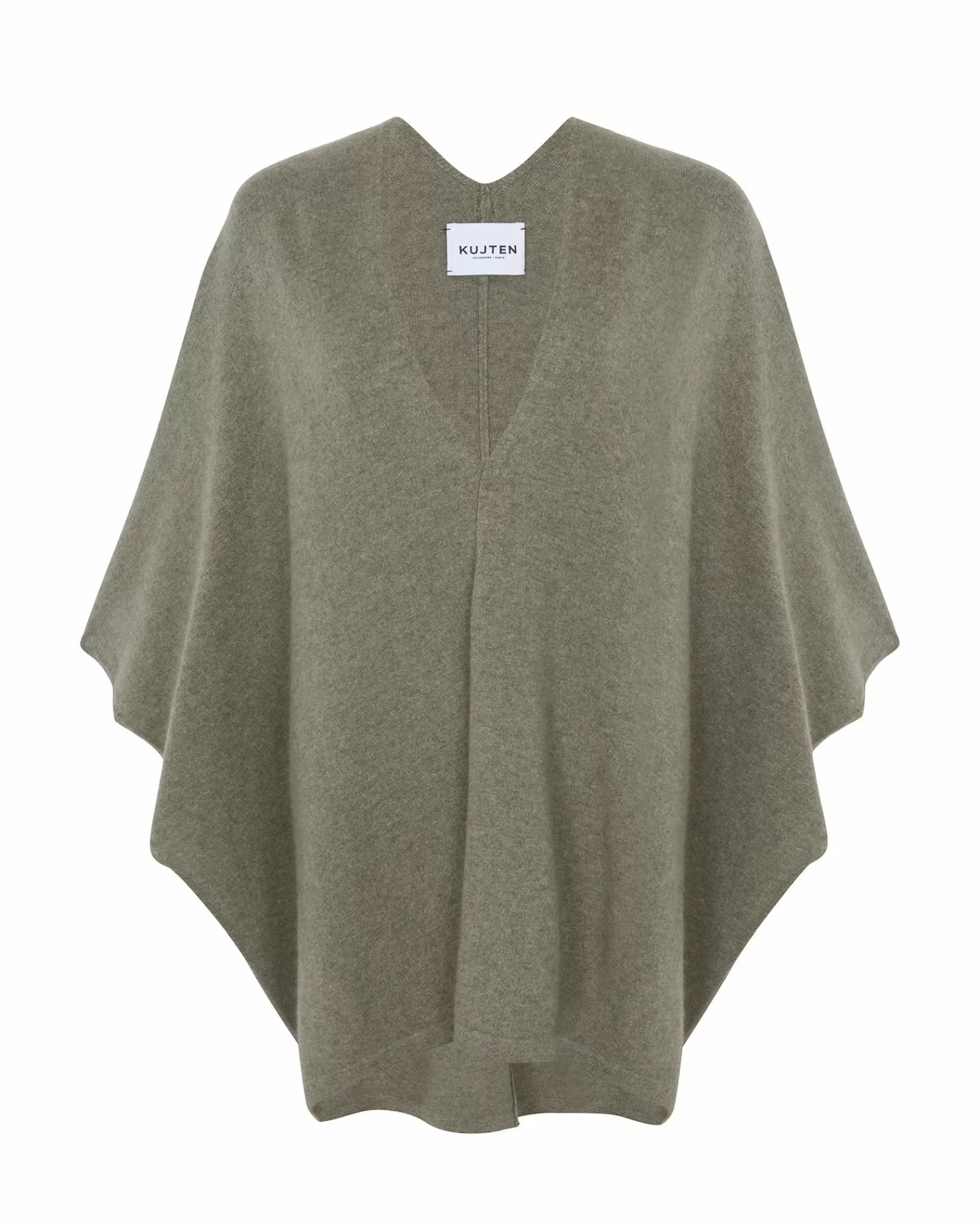 Kujten Capes & Ponchos>Women Cashmere Cape, 2-Threads Kaki Chine