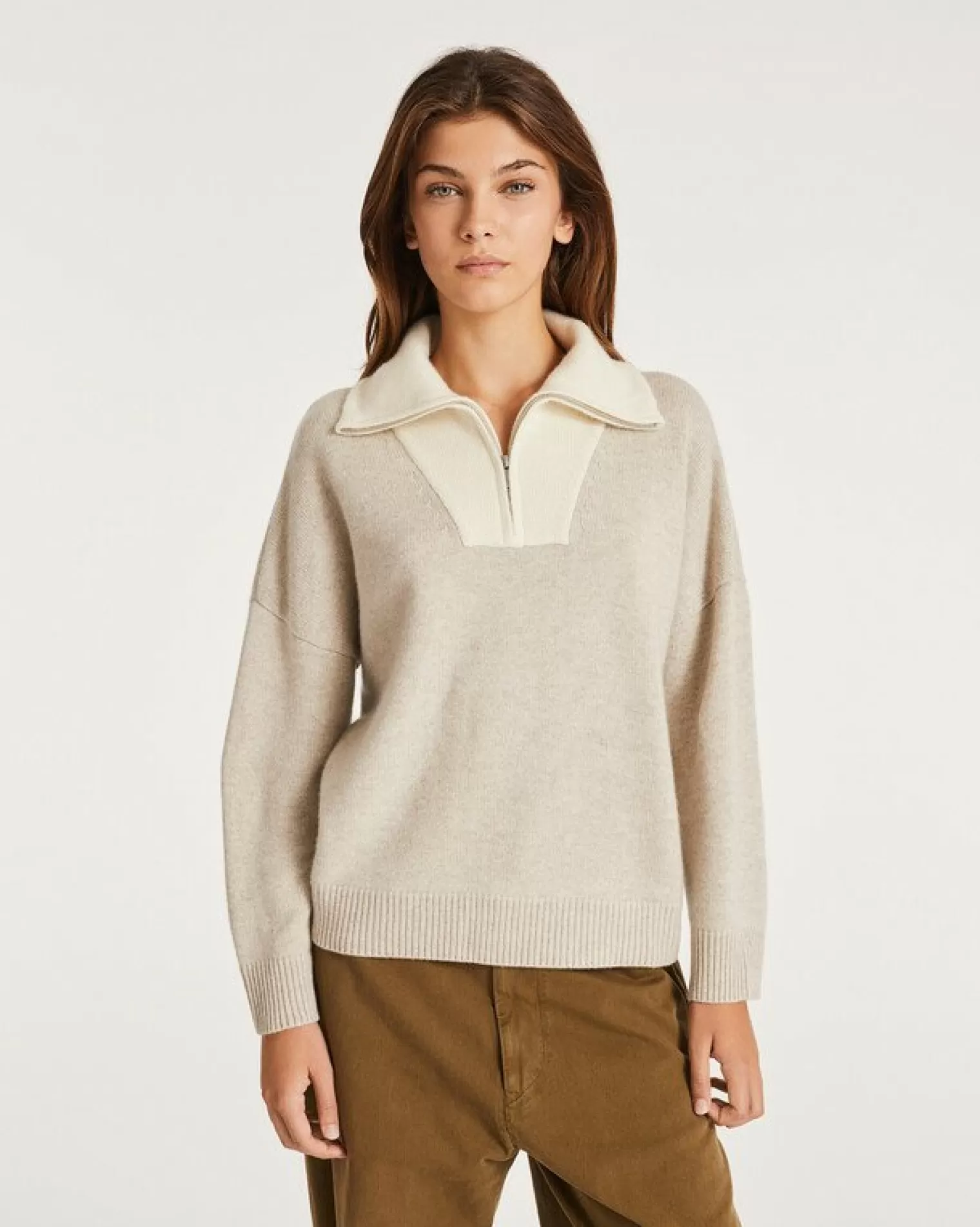 Kujten Sweaters & Sweatshirts>Women Cashmere Contrasted Sweater Avoine