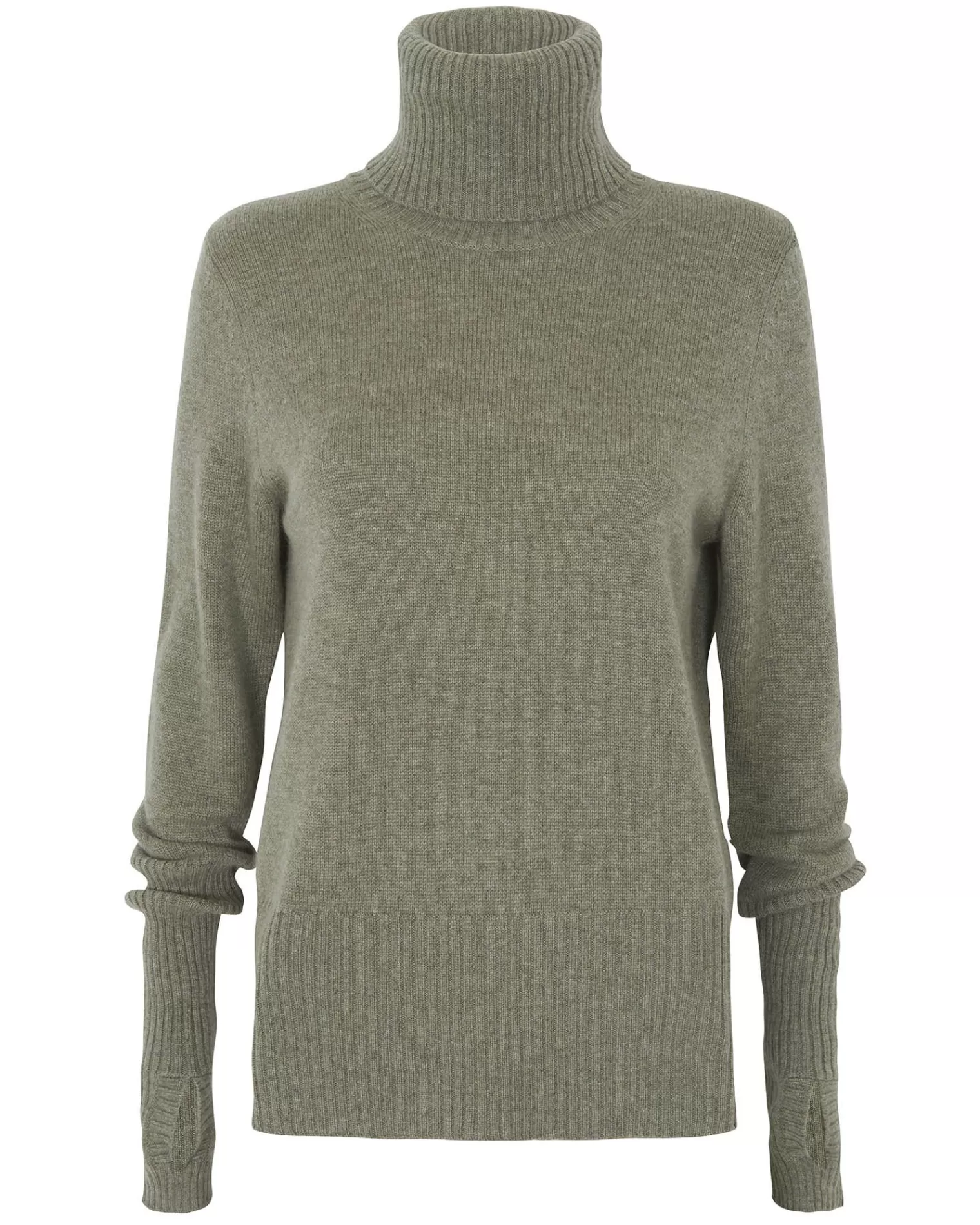 Kujten Sweaters & Sweatshirts>Women Cashmere Mitten Sleeves Sweater Kaki Chine