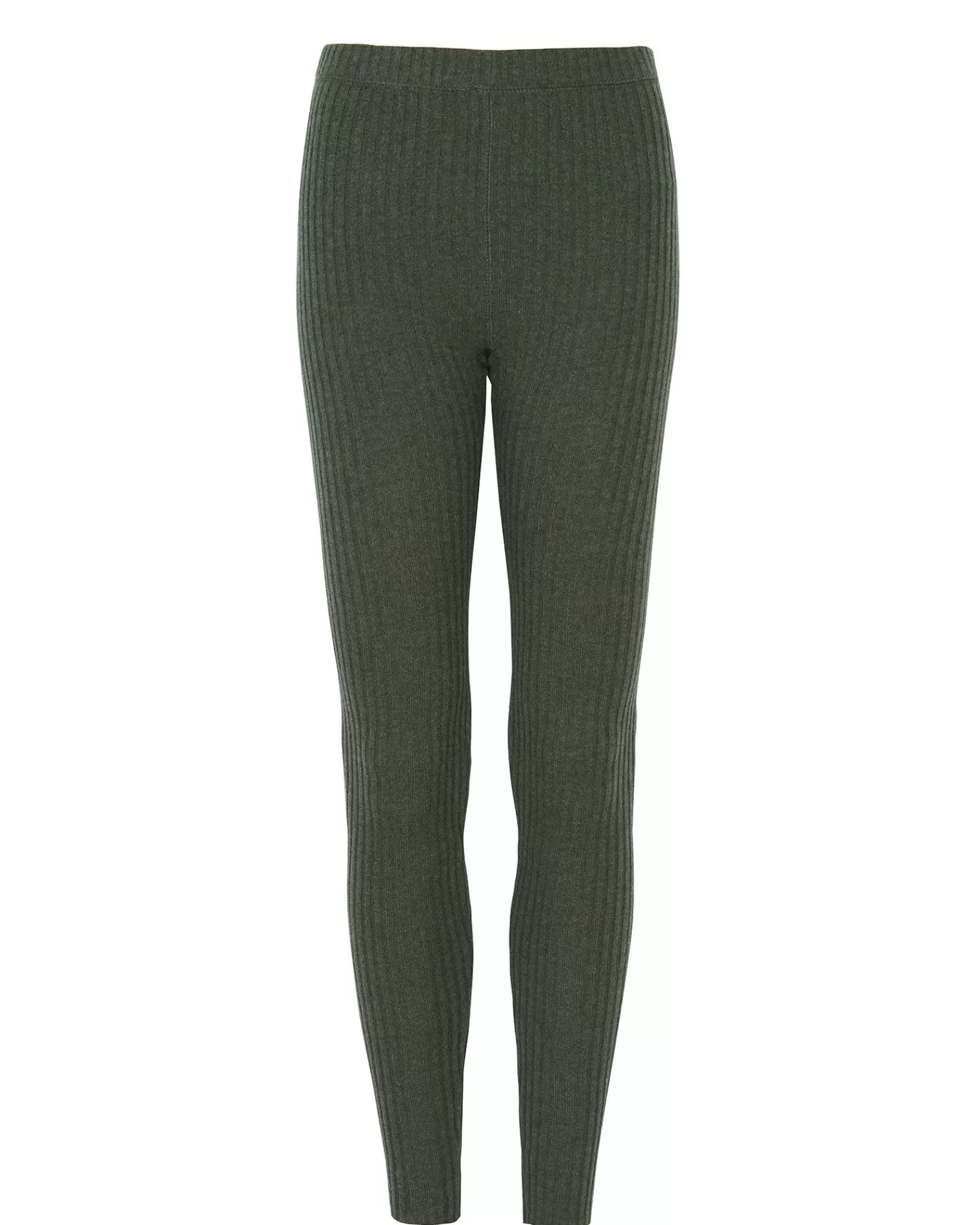 Kujten Joggings & Leggings>Women Cashmere Ribbed Leggings Kaki Fonce