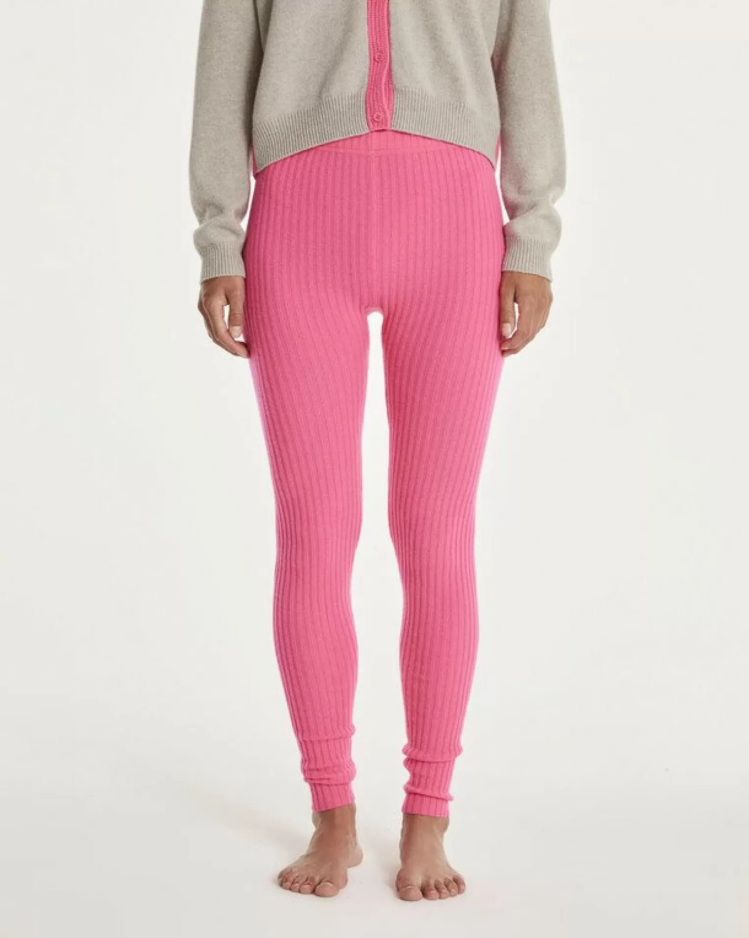 Kujten Joggings & Leggings>Women Cashmere Ribbed Leggings Rose Fluo