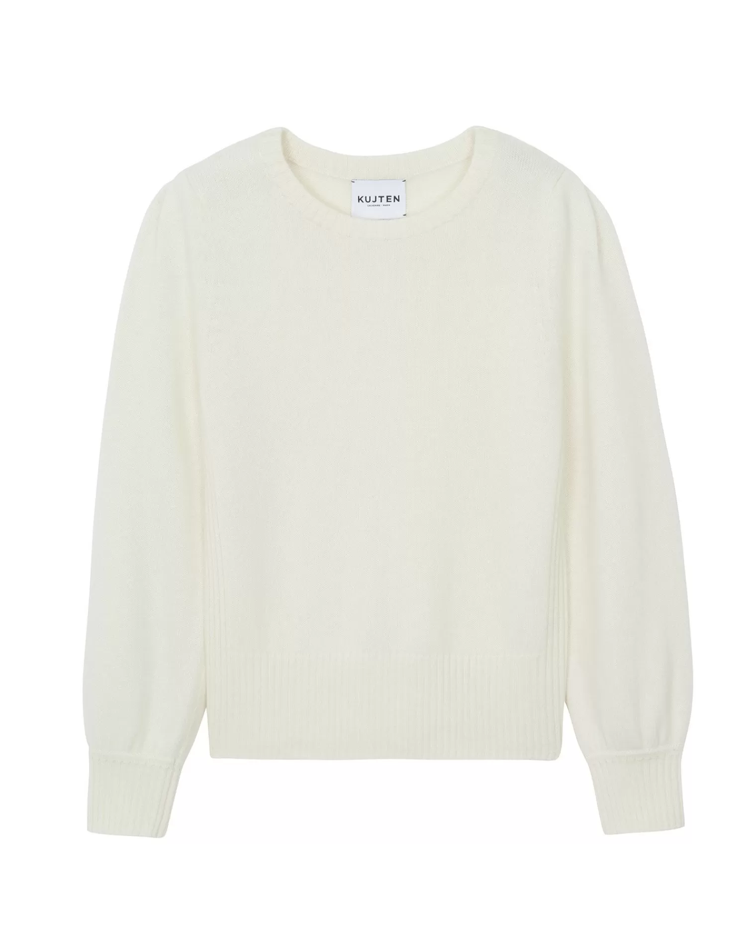 Kujten Sweaters & Sweatshirts>Women Cashmere Round Neck Sweater Blanc