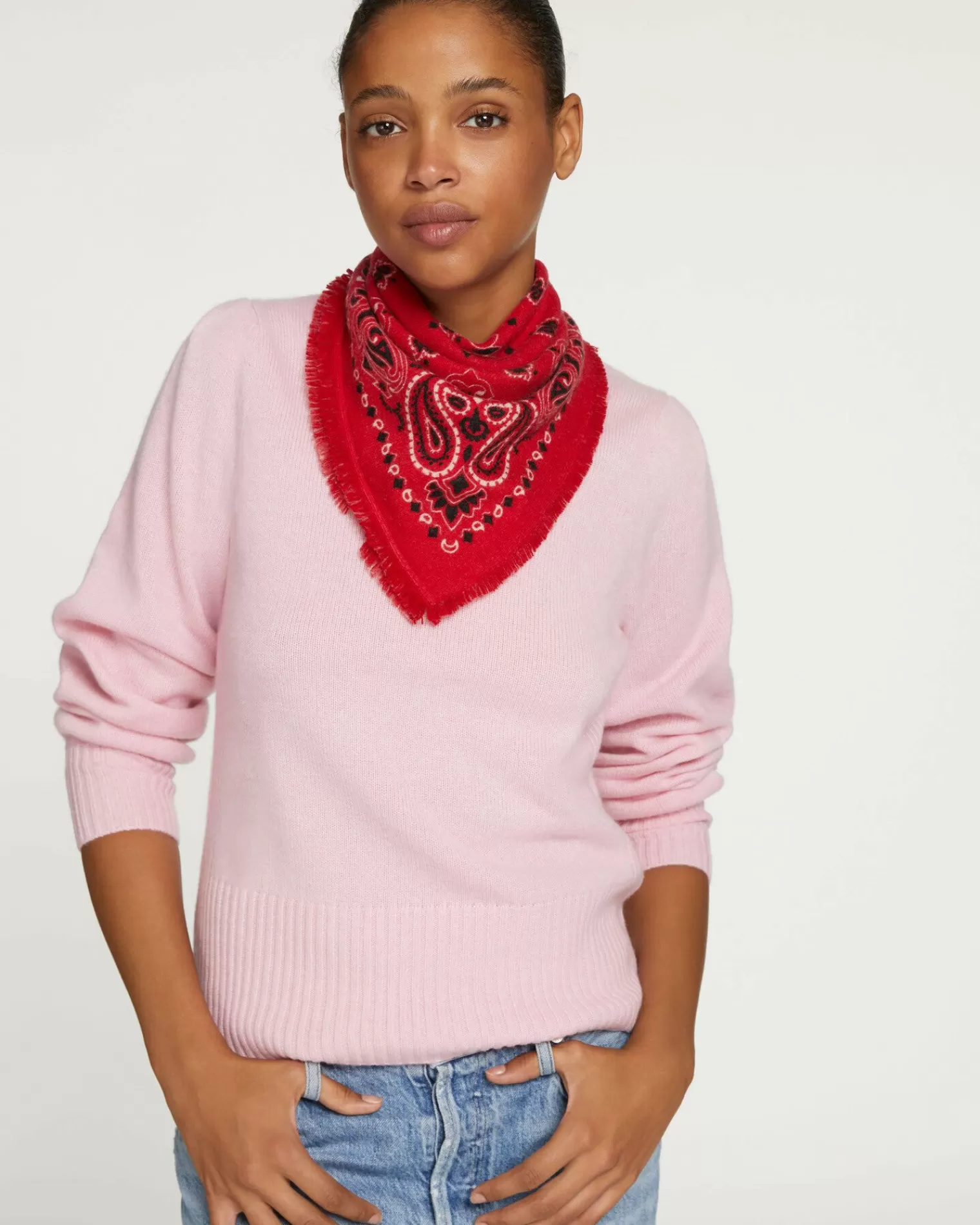 Kujten Sweaters & Sweatshirts>Women Cashmere Round Neck Sweater Candy Pink