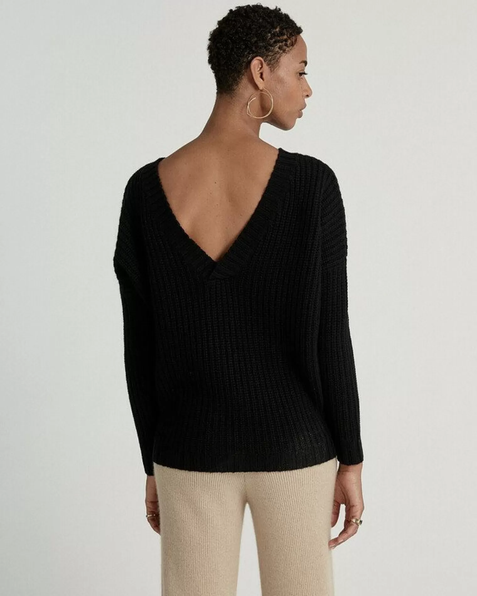 Kujten Sweaters & Sweatshirts>Women Cashmere Round Neck Sweater Noir