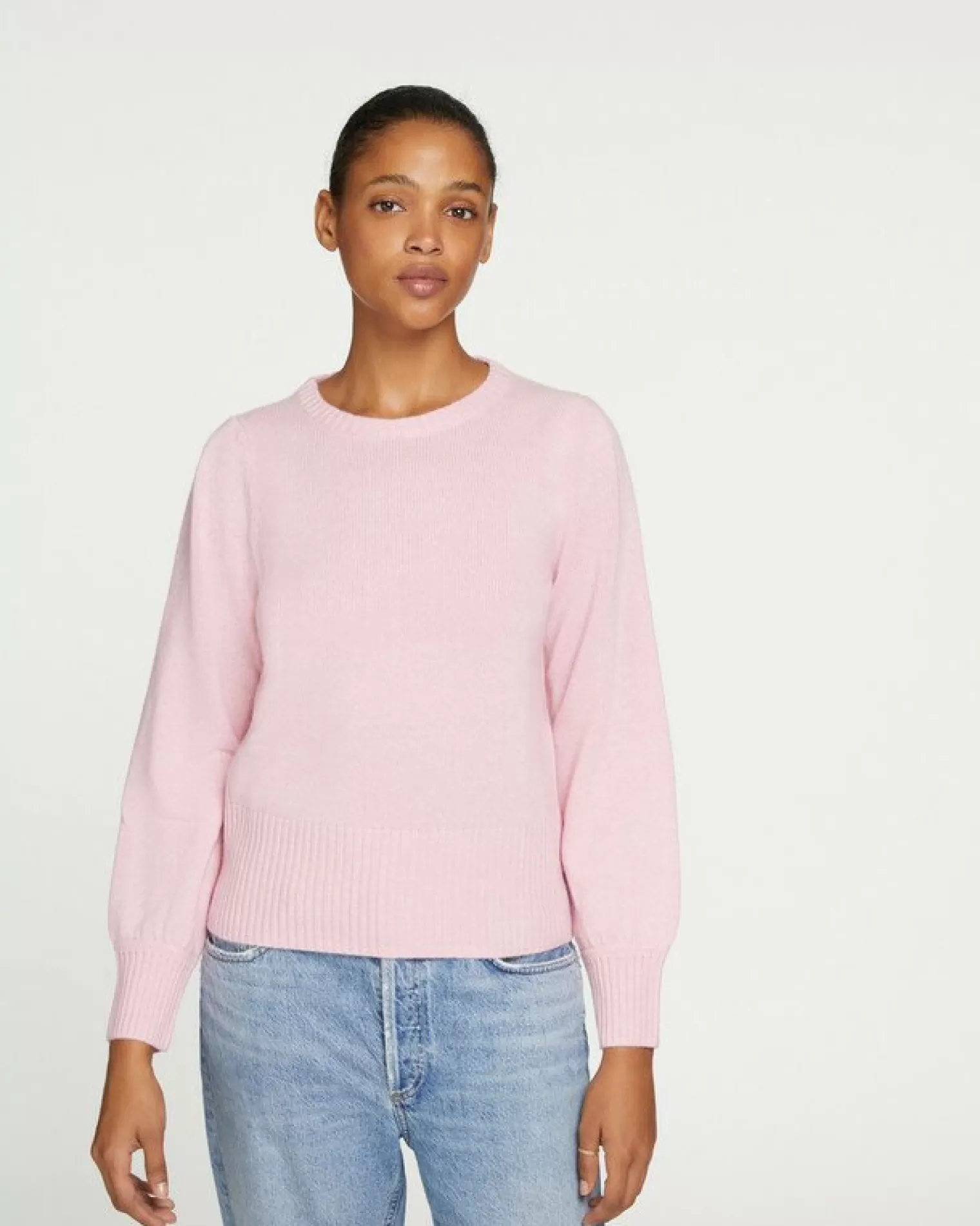 Kujten Sweaters & Sweatshirts>Women Cashmere Round Neck Sweater Candy Pink