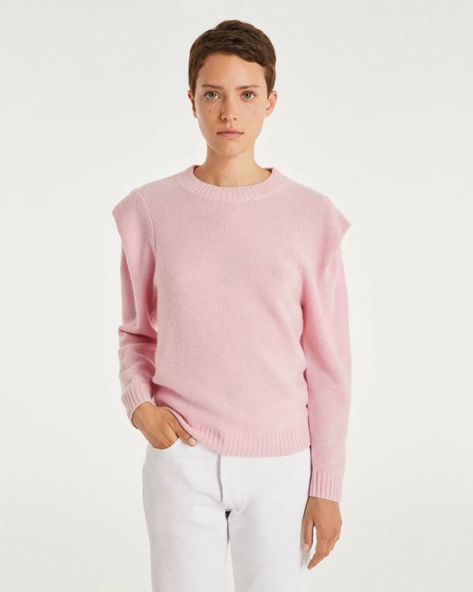 Kujten Sweaters & Sweatshirts>Women Cashmere Round Neck Sweater Candy Pink