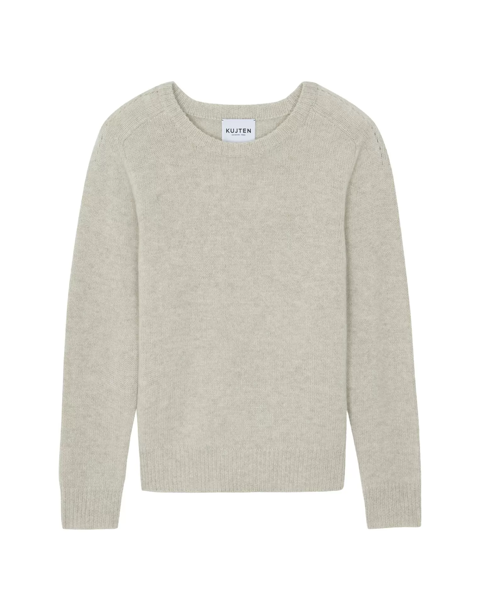 Kujten Sweaters & Sweatshirts>Women Cashmere Round Neck Sweater, 6-Threads Avoine