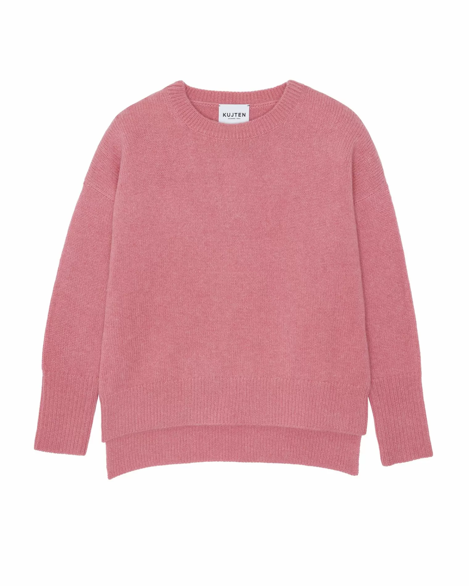 Kujten Sweaters & Sweatshirts>Women Cashmere Round Neck Sweater Low Shift Rose Chine