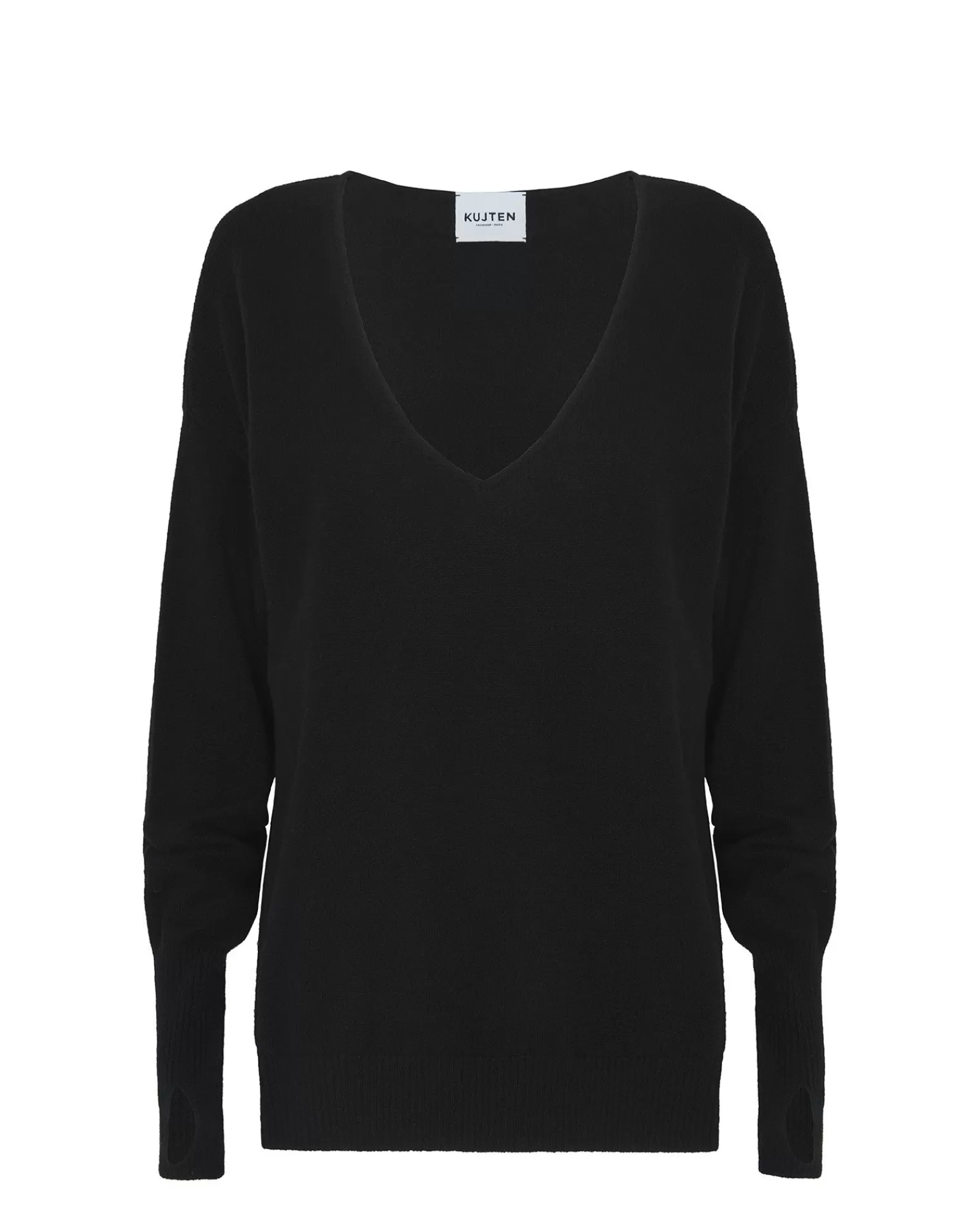 Kujten Sweaters & Sweatshirts>Women Cashmere Sweater Mittens Sleeves Noir