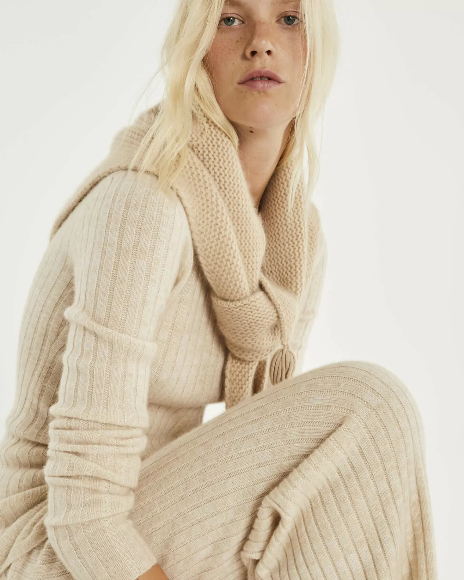 Kujten Sweaters & Sweatshirts>Women Cashmere Tunic Sweater Organique Mouline