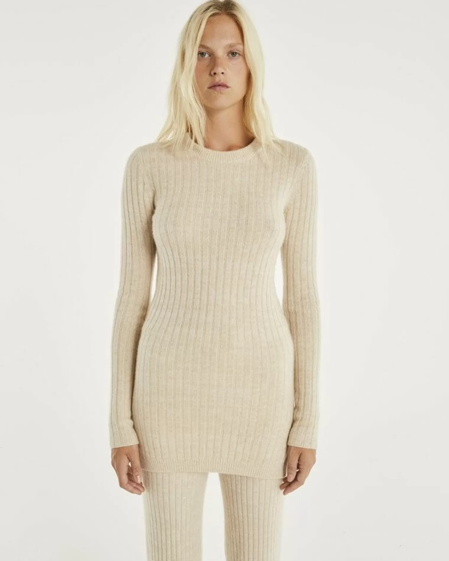 Kujten Sweaters & Sweatshirts>Women Cashmere Tunic Sweater Organique Mouline