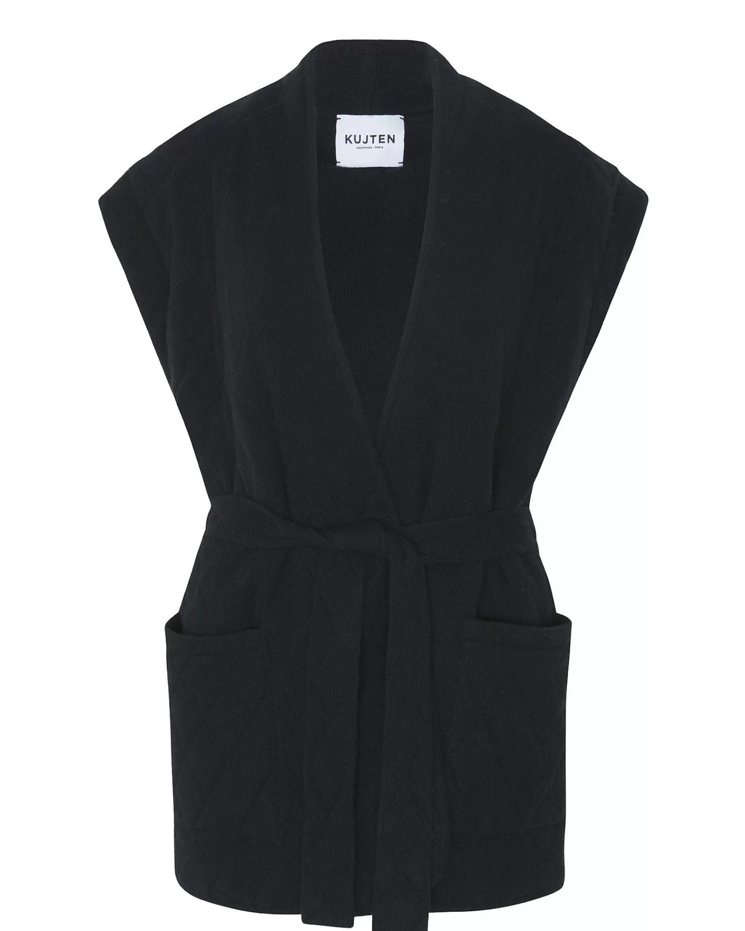 Kujten Jackets & Vests>Women Cashmere Vest Kimono Noir