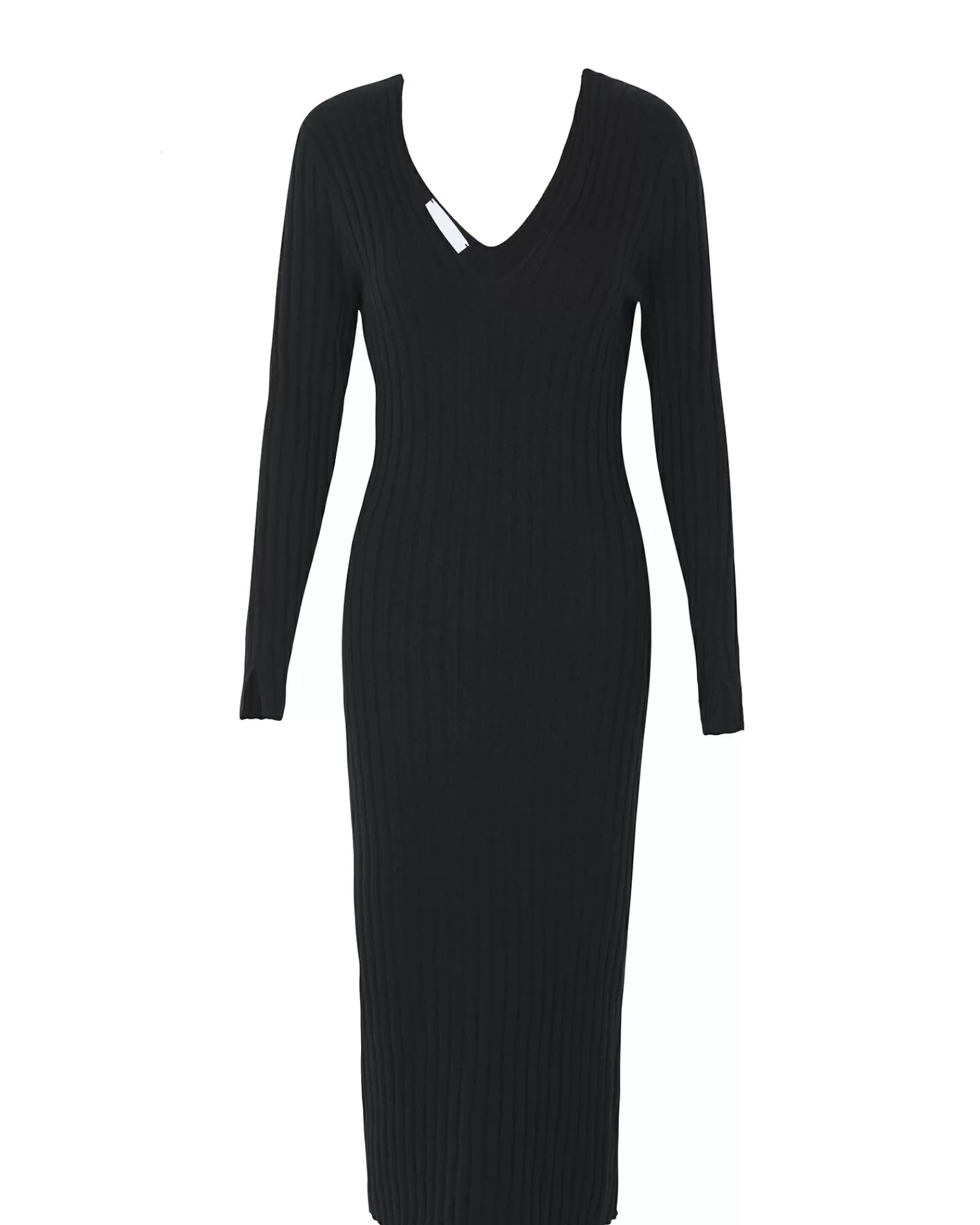 Kujten Dresses & Skirts>Women Cashmere V-Neck Long Dress Noir