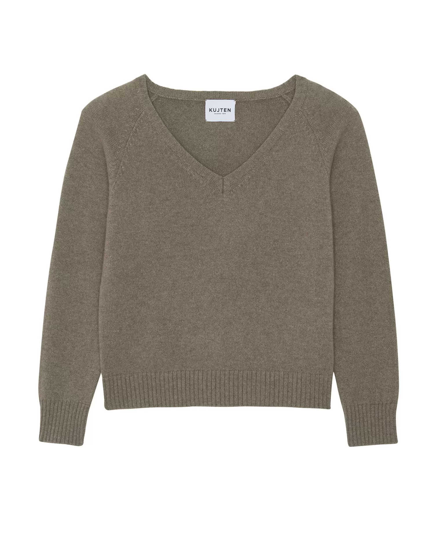 Kujten Sweaters & Sweatshirts>Women Cashmere V-Neck Sweater Beige Taupe