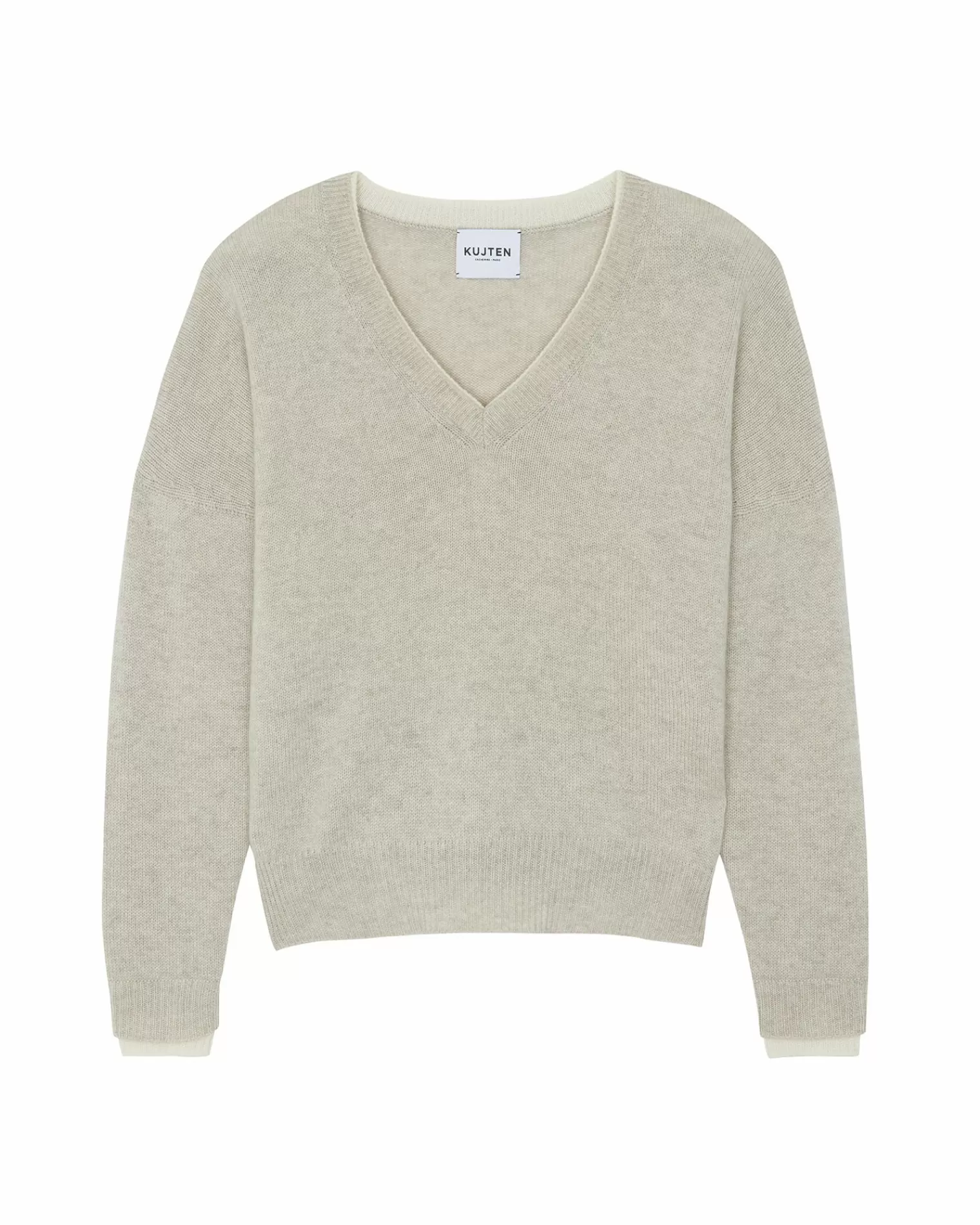 Kujten Sweaters & Sweatshirts>Women Cashmere V-Neck Sweater Boyfriend Avoine