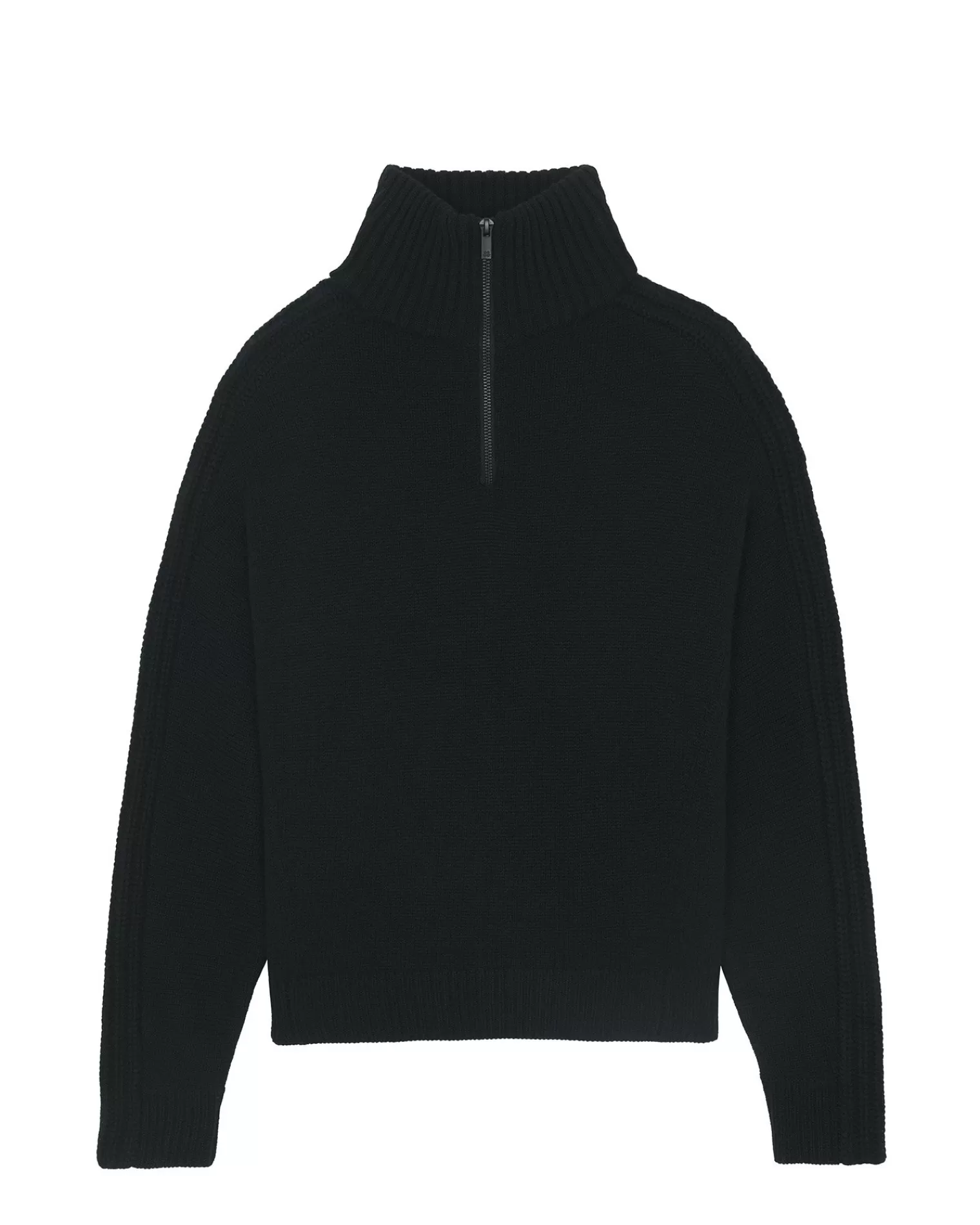 Kujten Sweaters & Sweatshirts>Women Cropped Trucker Cashmere Sweater Noir