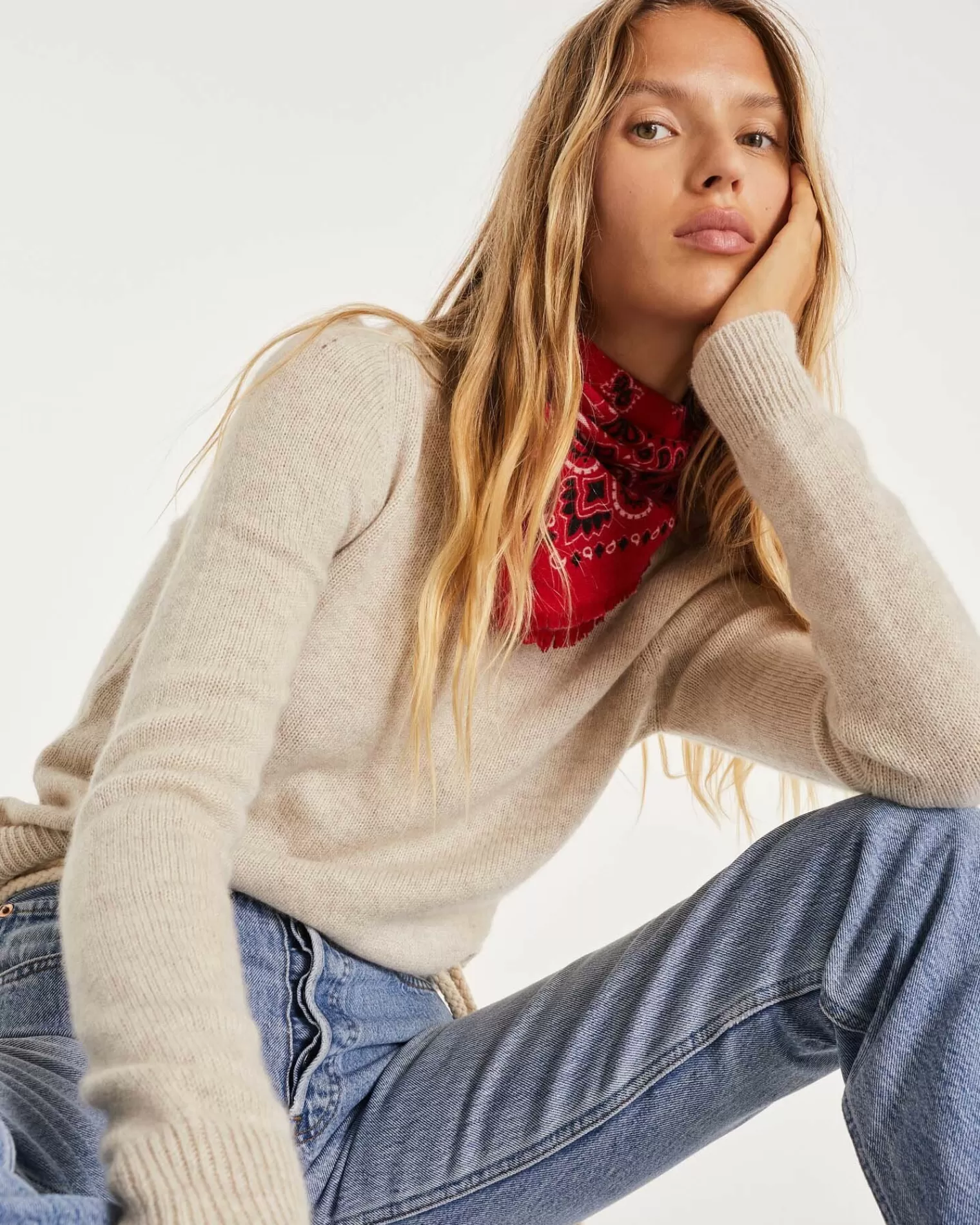 Kujten Sweaters & Sweatshirts>Women Long Sleeve Cashmere Sweater Avoine