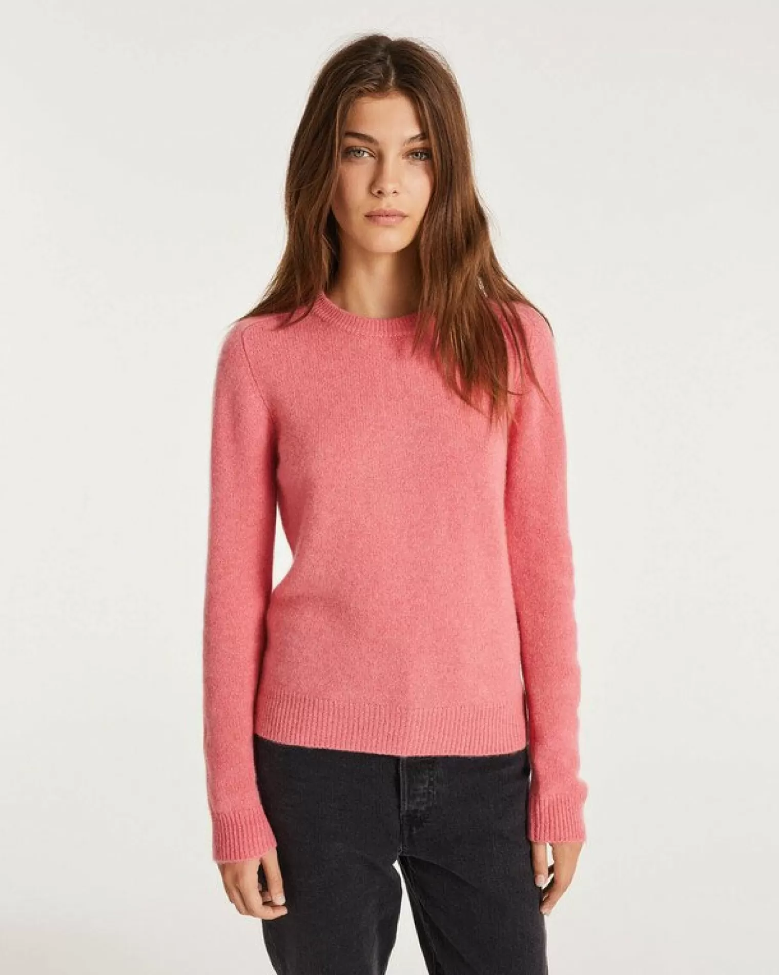 Kujten Sweaters & Sweatshirts>Women Long Sleeve Cashmere Sweater Rose Chine