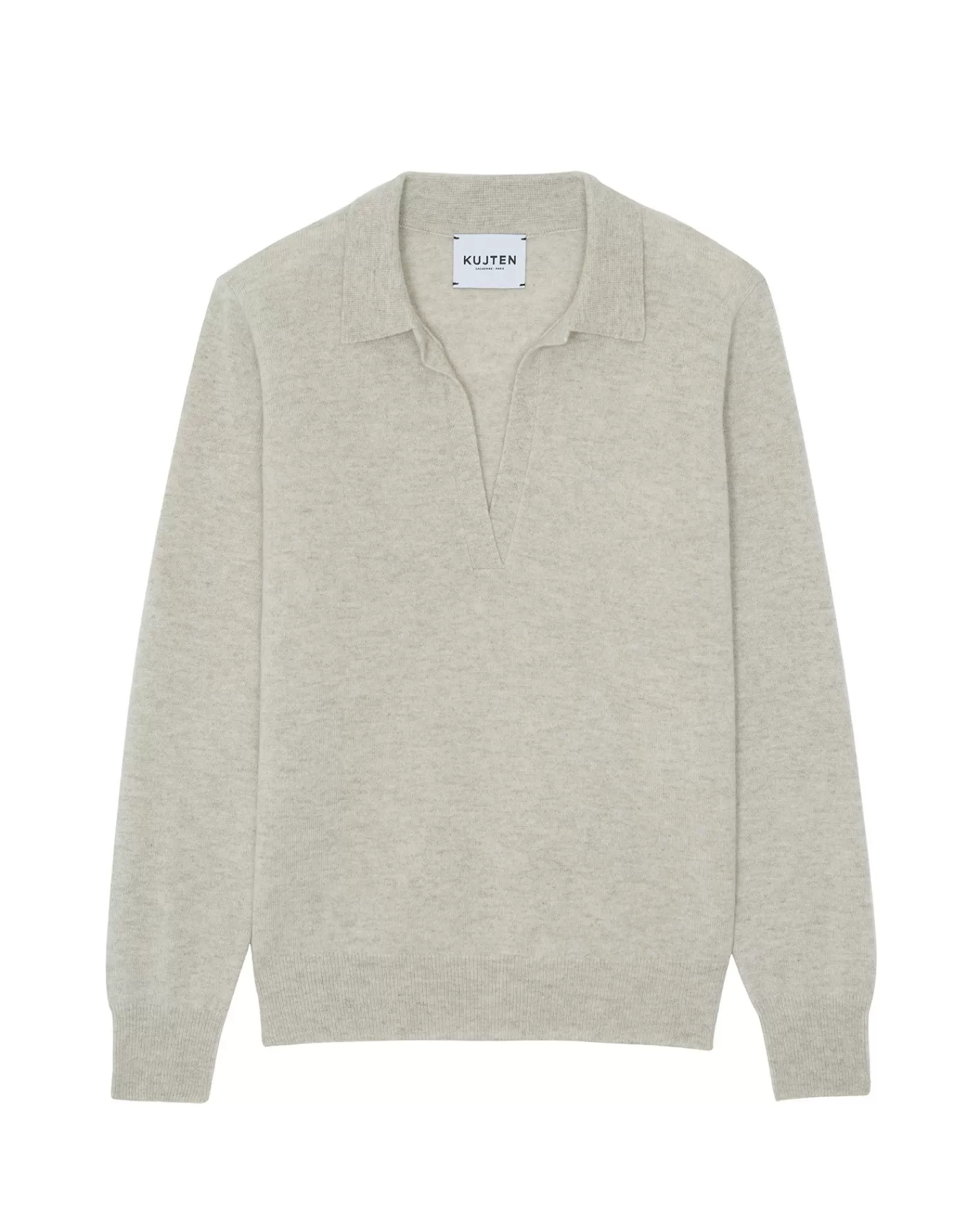 Kujten Sweaters & Sweatshirts>Women Long Sleeves Cashmere Polo Shirt Avoine