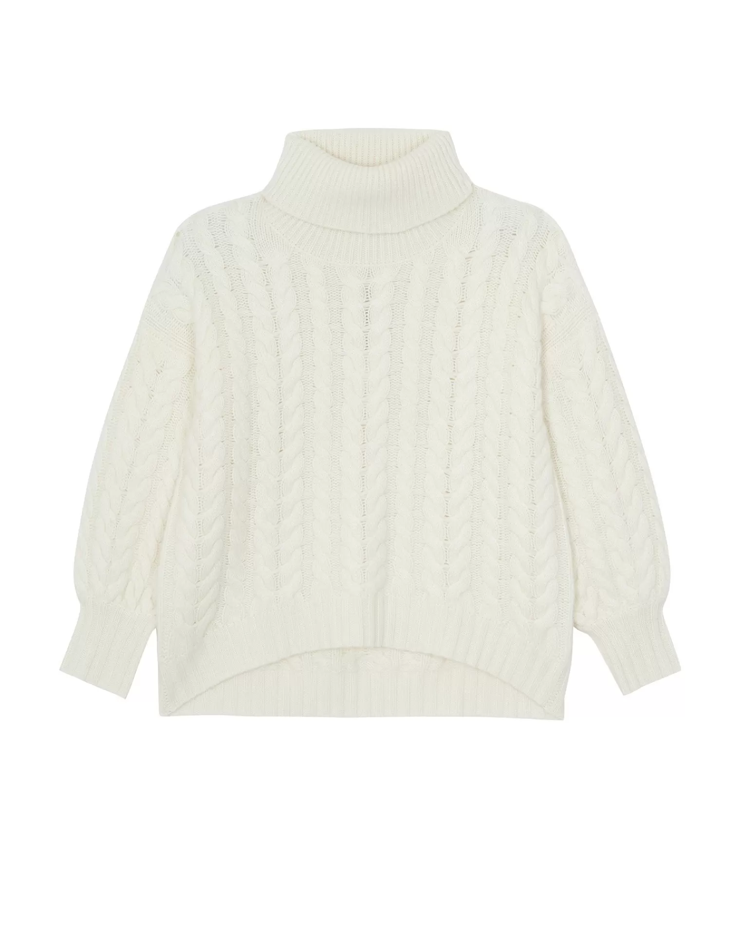 Kujten Sweaters & Sweatshirts>Women Oversized Cashmere Sweater, 6-Threads Blanc