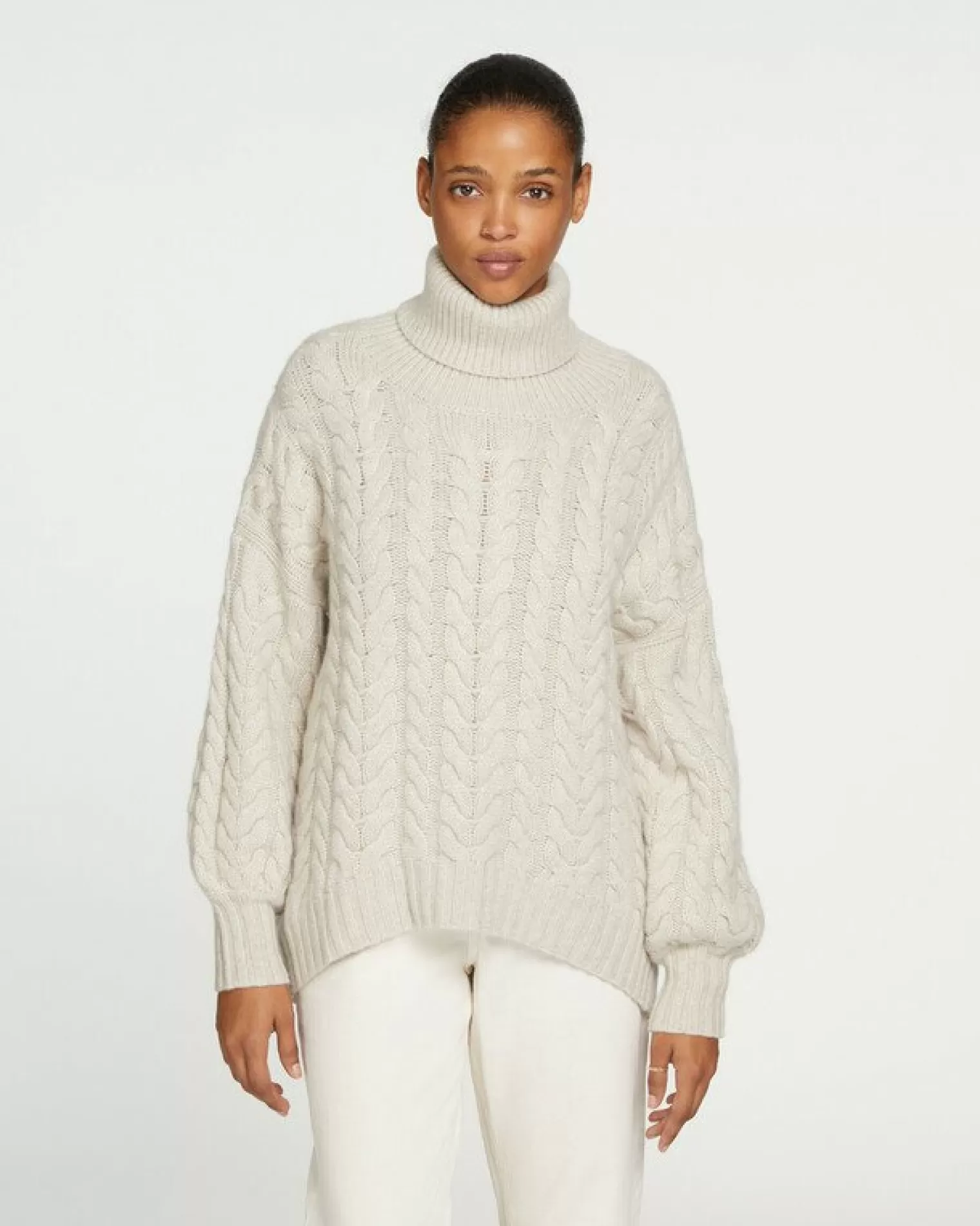 Kujten Sweaters & Sweatshirts>Women Oversized Cashmere Sweater, 6-Threads Avoine