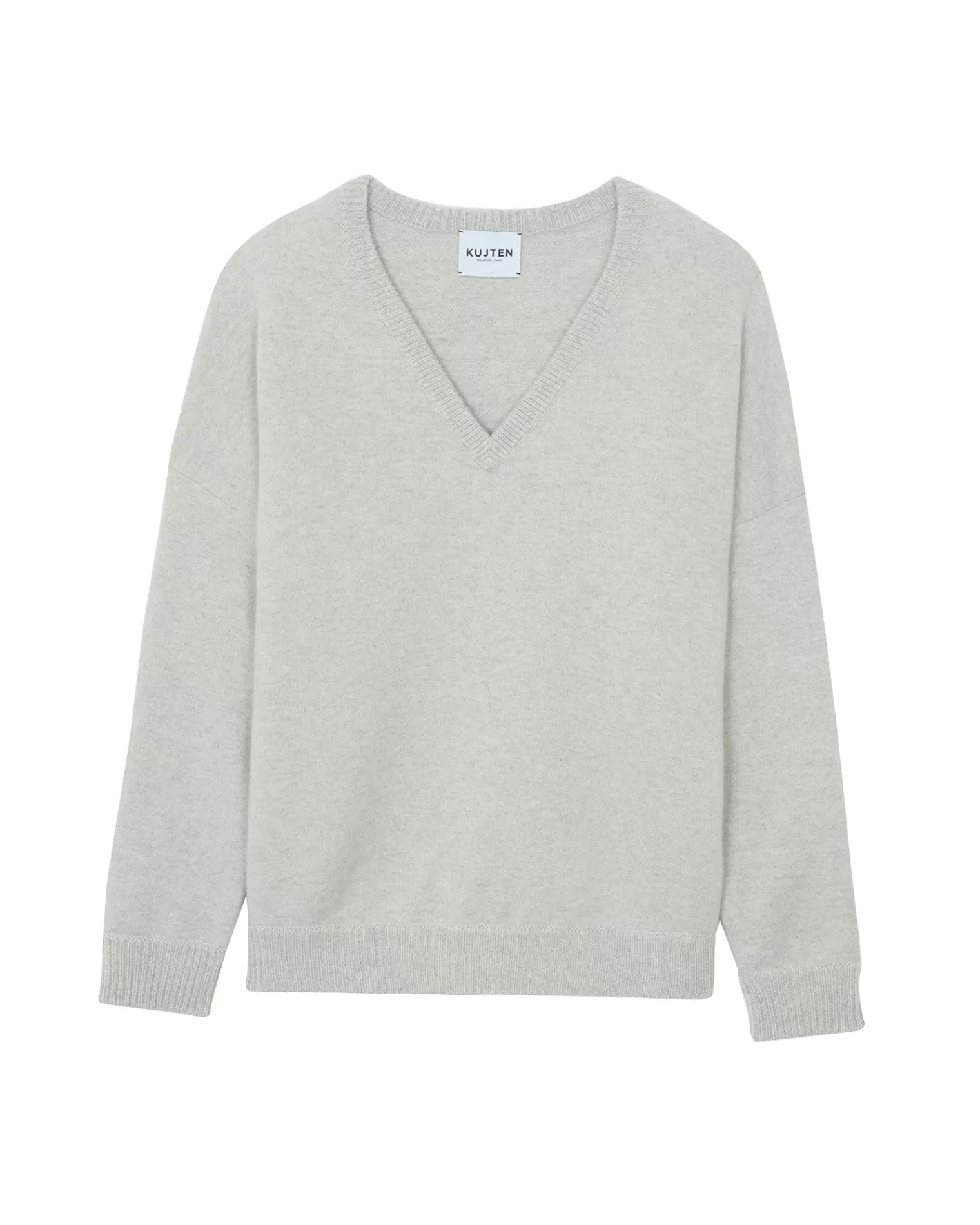 Kujten Sweaters & Sweatshirts>Women Oversized V-Neck Cashmere Sweater Gris Bouleau