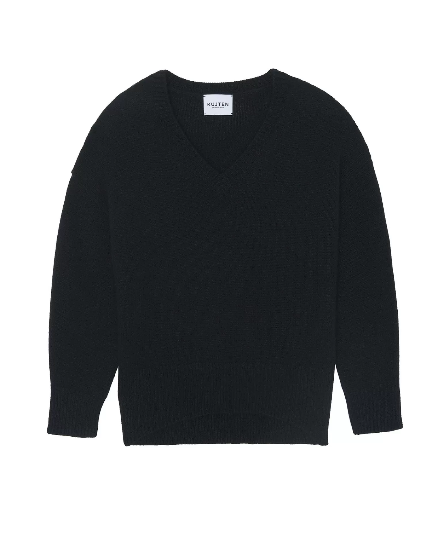 Kujten Sweaters & Sweatshirts>Women Oversized V-Neck Cashmere Sweater Noir