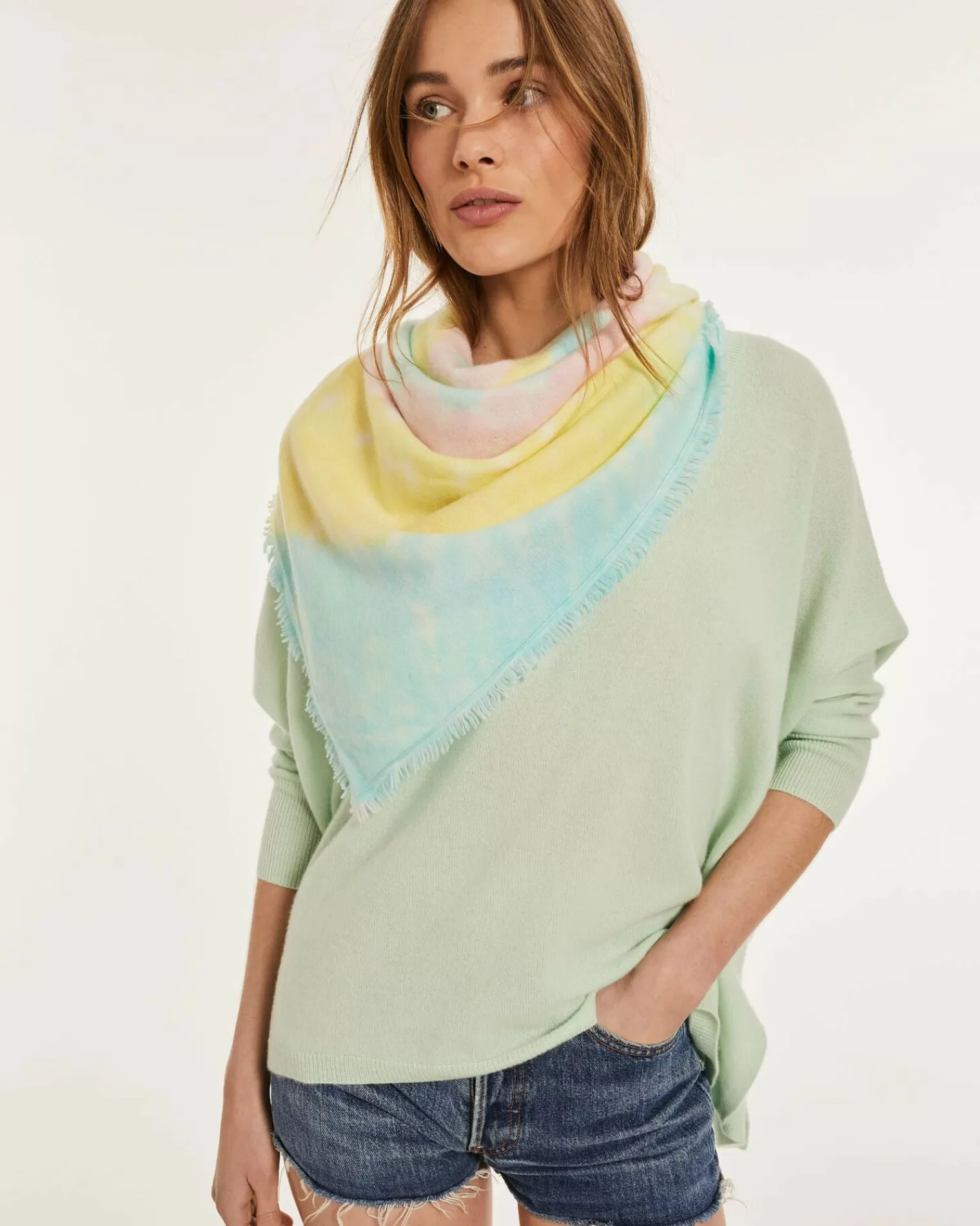 Kujten Sweaters & Sweatshirts>Women Oversized V-Neck Cashmere Sweater Jade