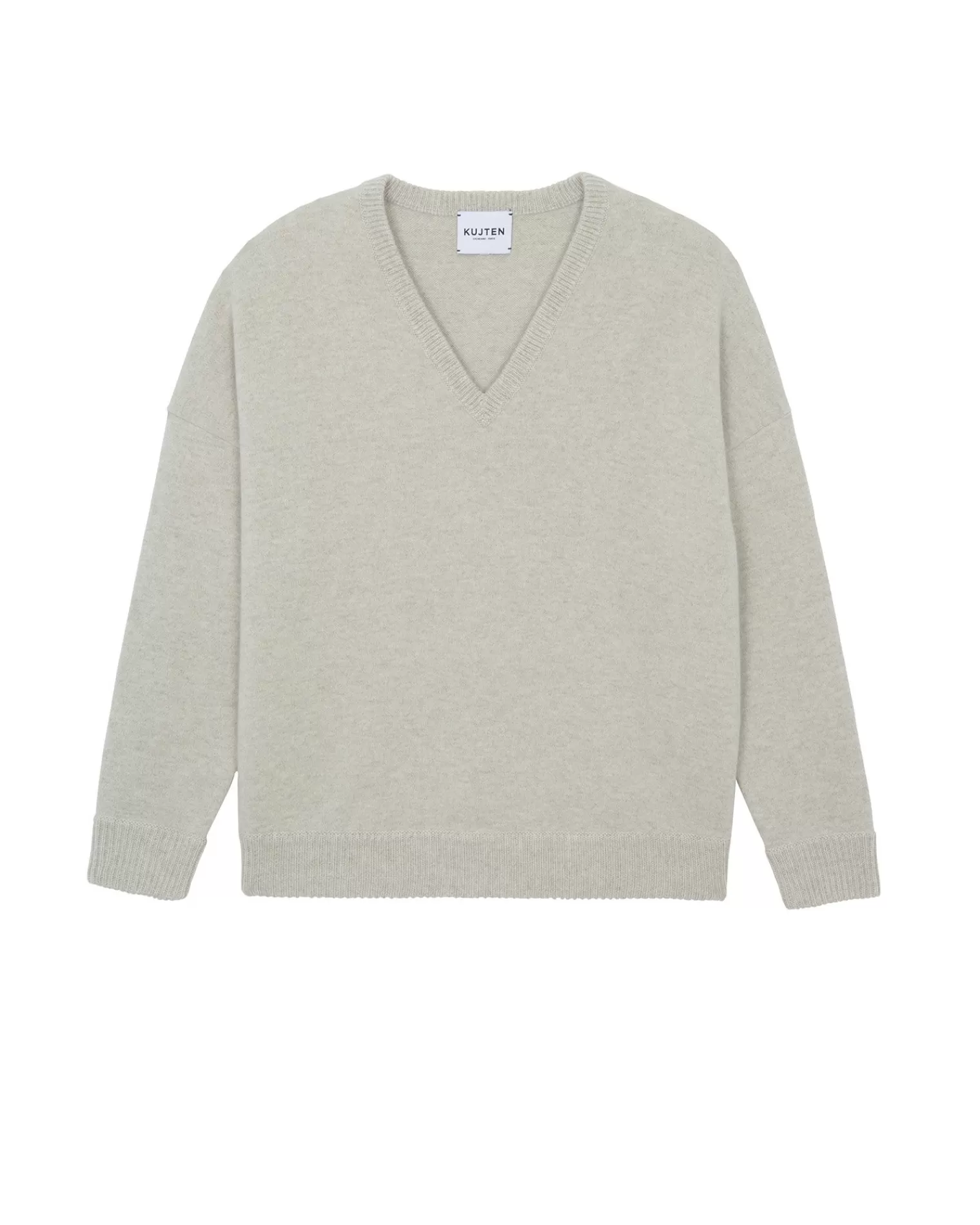 Kujten Sweaters & Sweatshirts>Women Oversized V-Neck Cashmere Sweater, 4-Threads Avoine