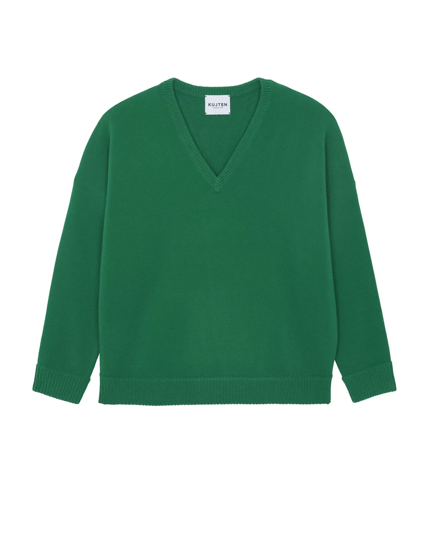 Kujten Sweaters & Sweatshirts>Women Oversized V-Neck Cashmere Sweater, 4-Threads Vert Imperial