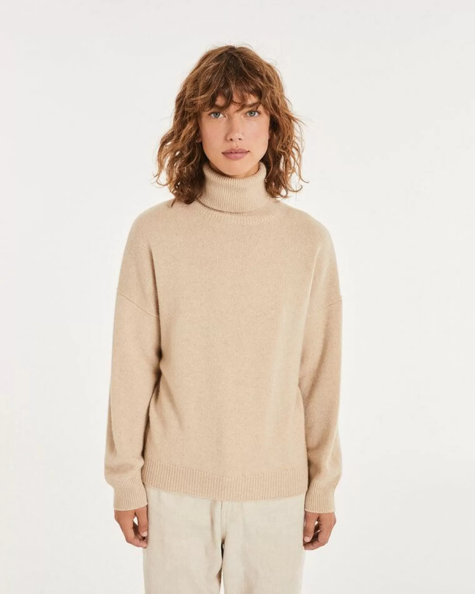 Kujten Sweaters & Sweatshirts>Women Plain Cashmere Turtleneck Sweater Organique