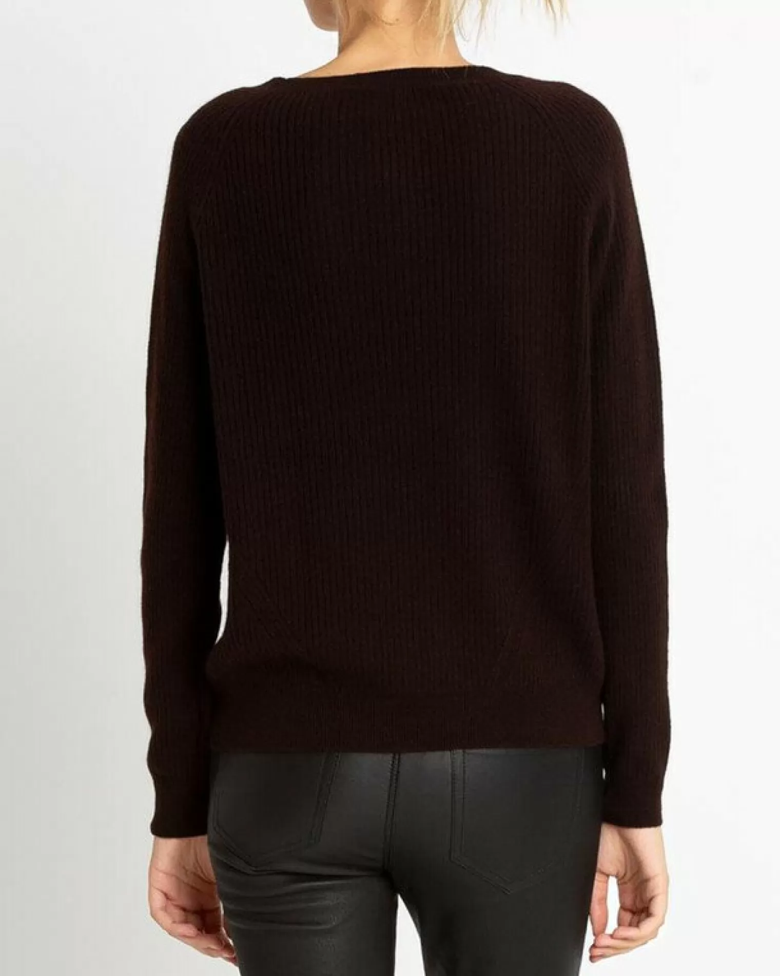 Kujten Sweaters & Sweatshirts>Women Ribbed Cashmere Sweater Marron Choco