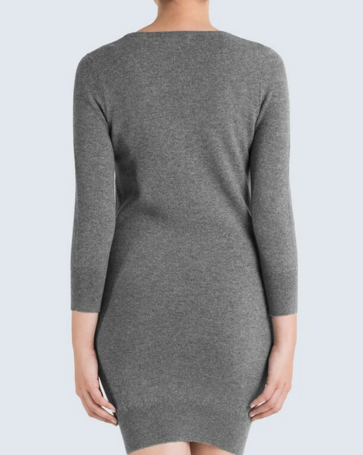 Kujten Dresses & Skirts>Women Round Neck Cashmere Dress Gris Flanelle