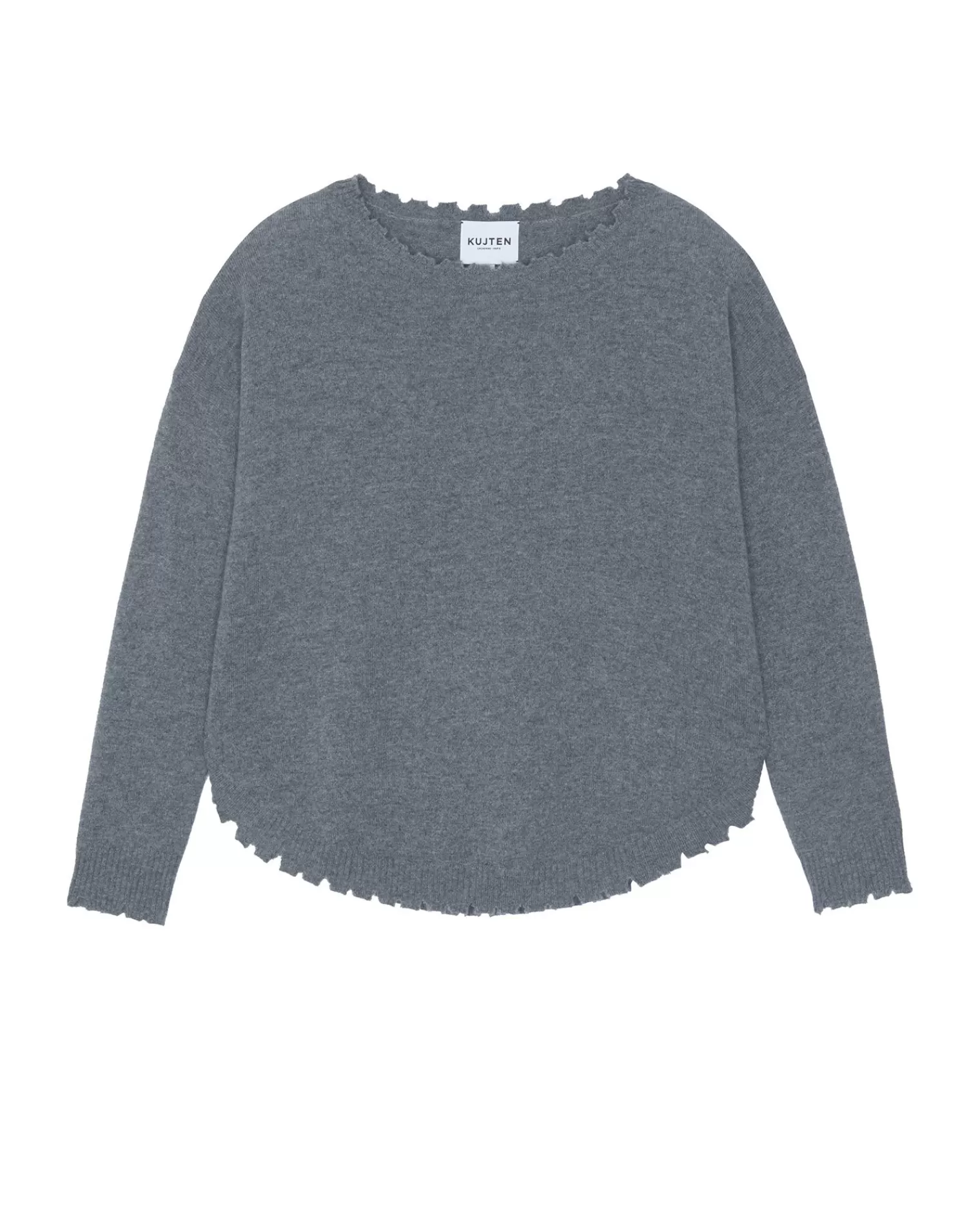 Kujten Sweaters & Sweatshirts>Women Round Neck Cashmere Sweater Gris Flanelle