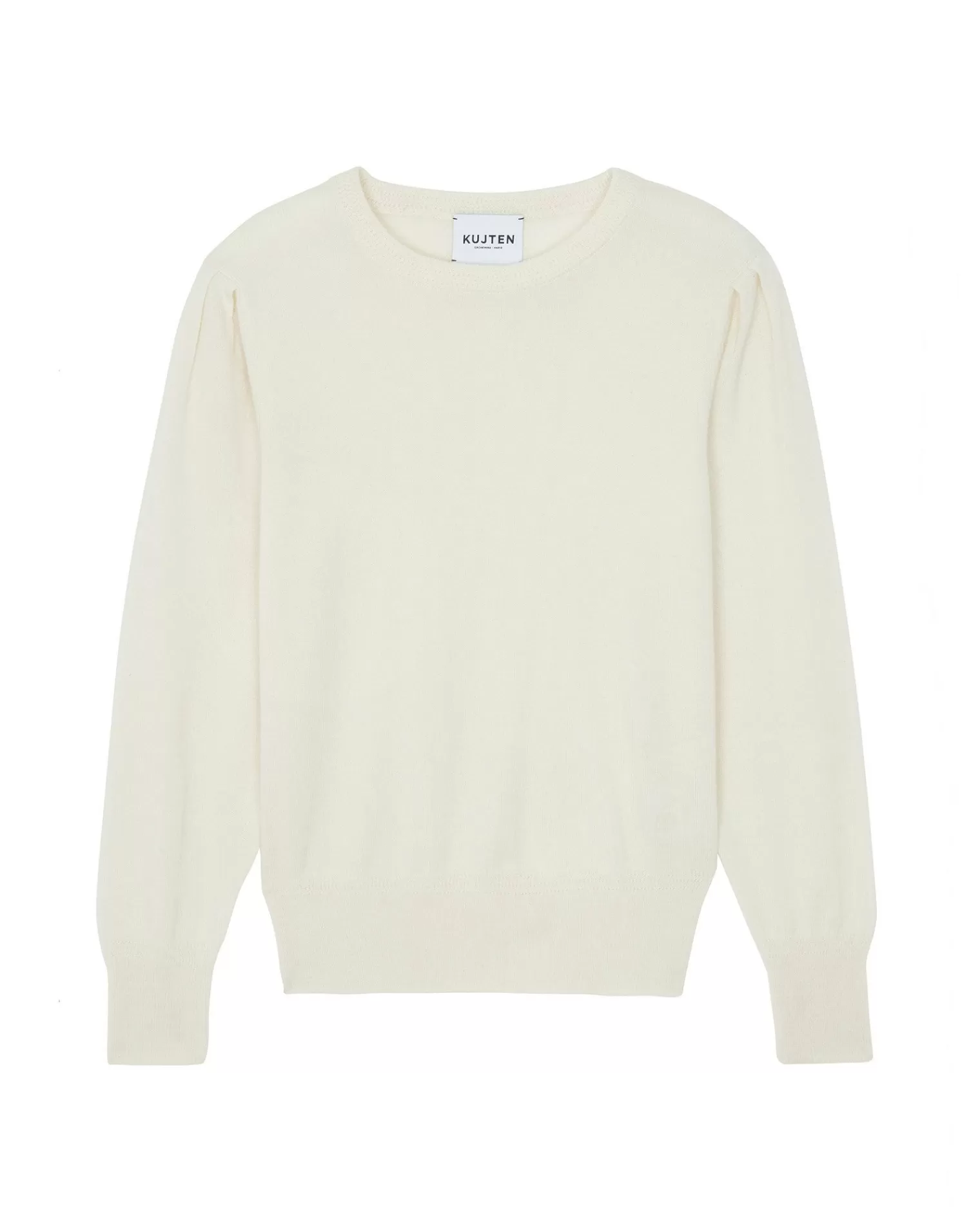 Kujten Sweaters & Sweatshirts>Women Round Neck Cashmere Sweater Blanc