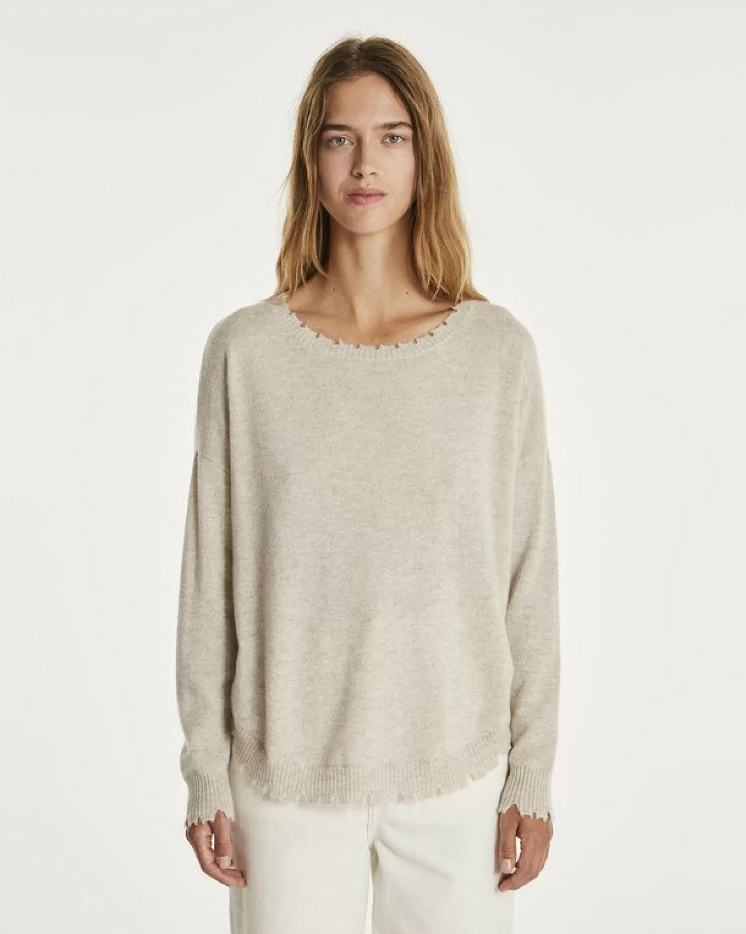 Kujten Sweaters & Sweatshirts>Women Round Neck Cashmere Sweater Avoine